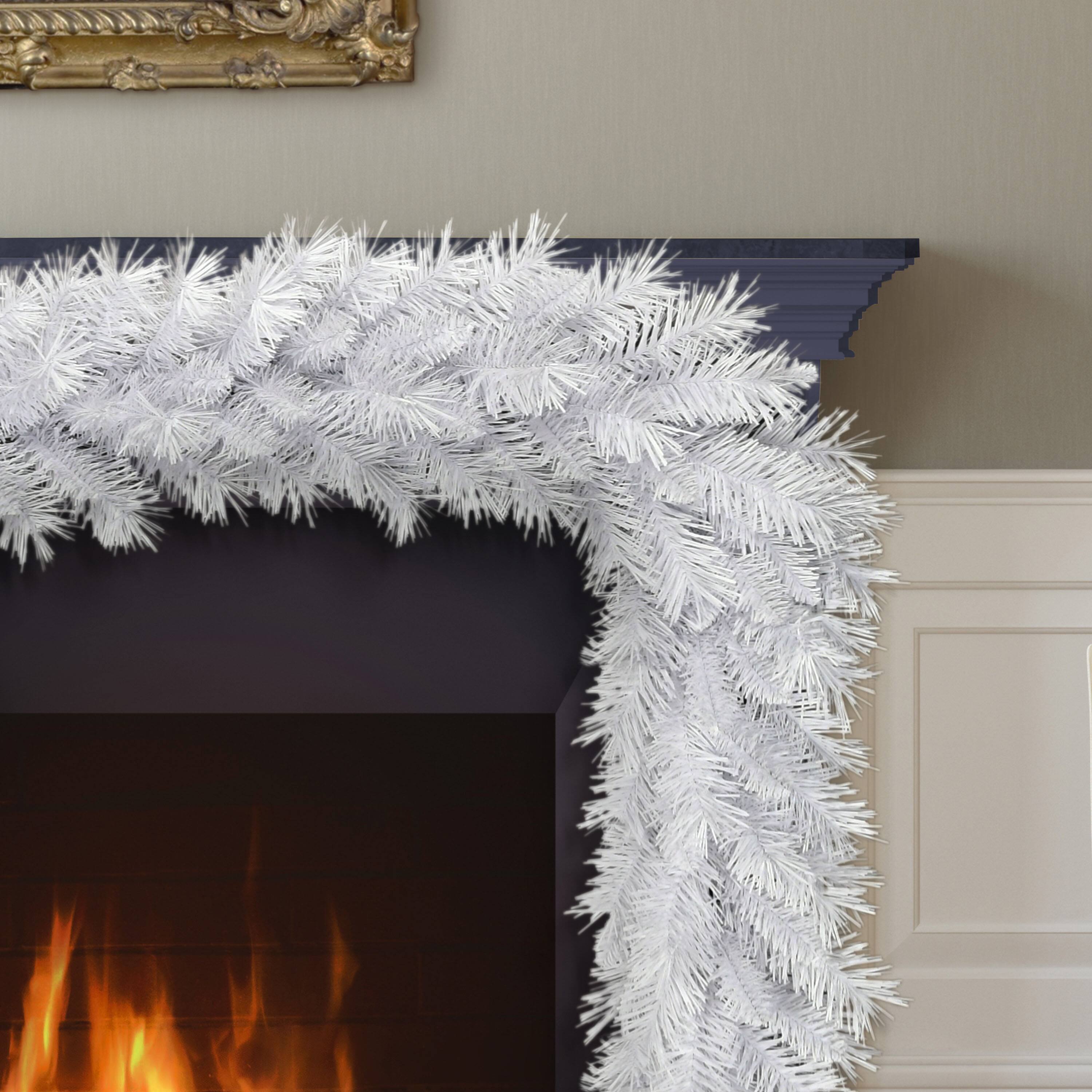 9ft. White Artificial Round Valley Pine Garland