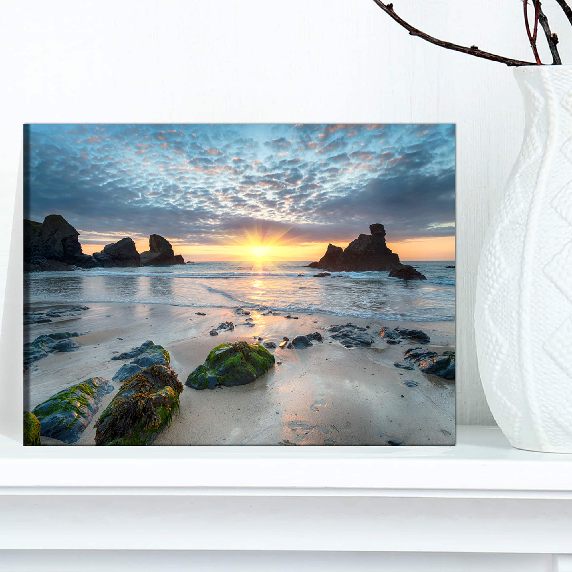 Designart - Beautiful Porthcothan Bay - Large Seashore Canvas Wall Art