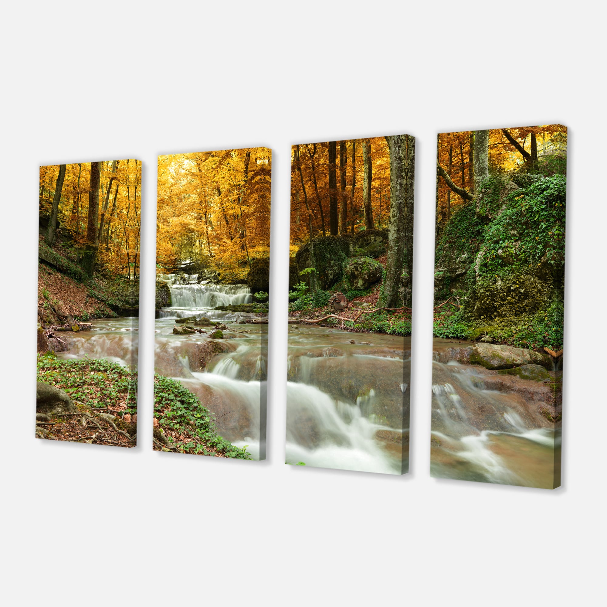 Designart - Forest Waterfall with Yellow Trees