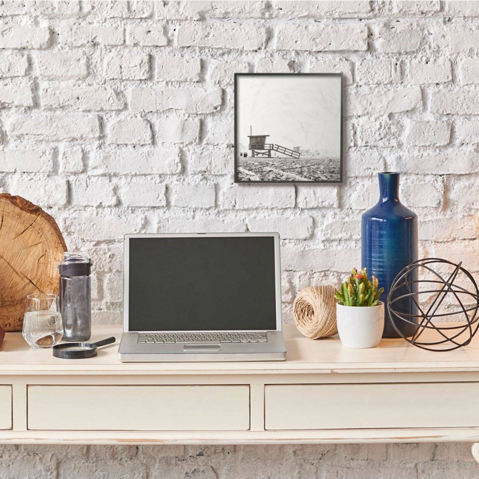 Stupell Industries Lifeguard Stands on Beach Wall Art in Black Frame