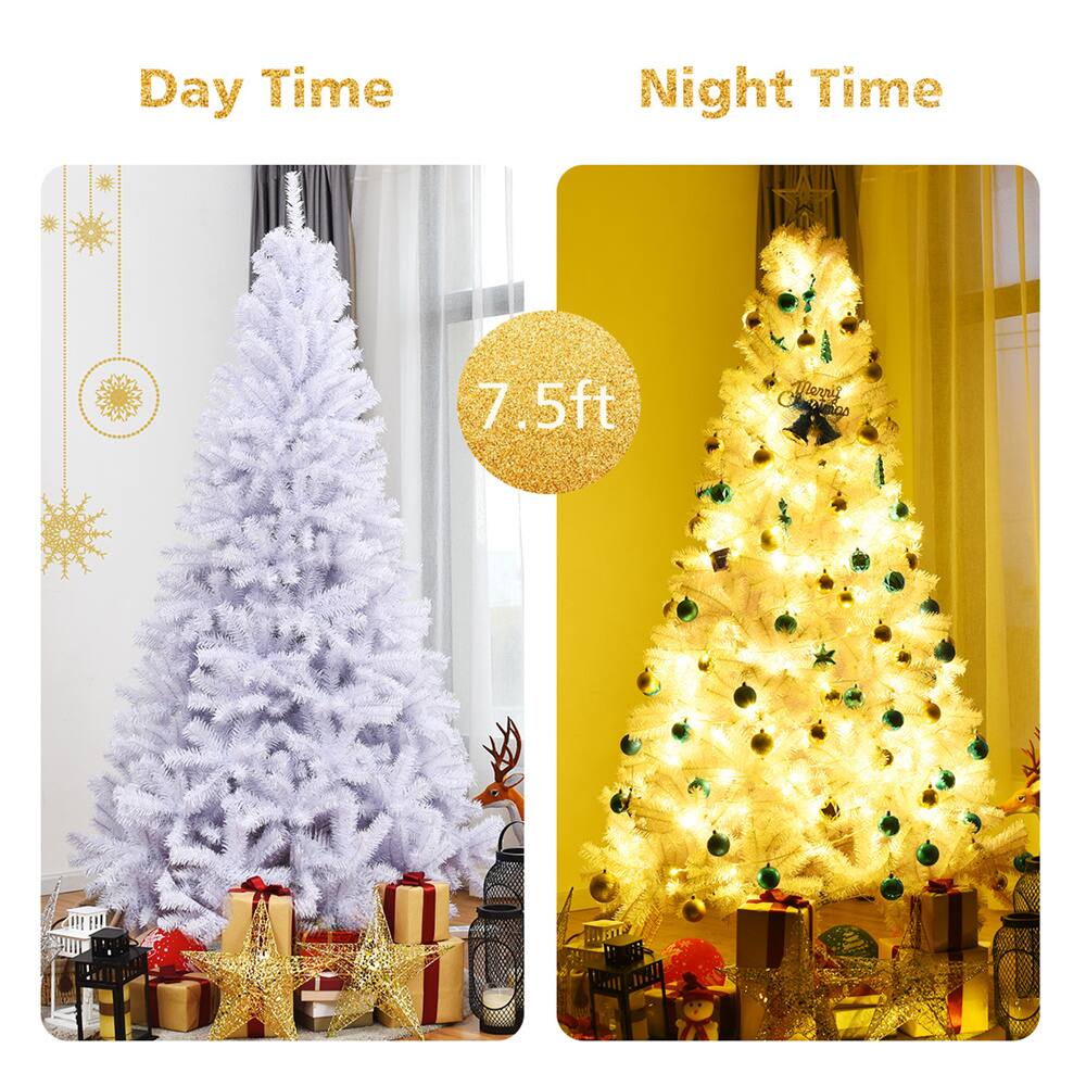 Costway 7.5ft. Unlit White Pine Artificial Christmas Tree