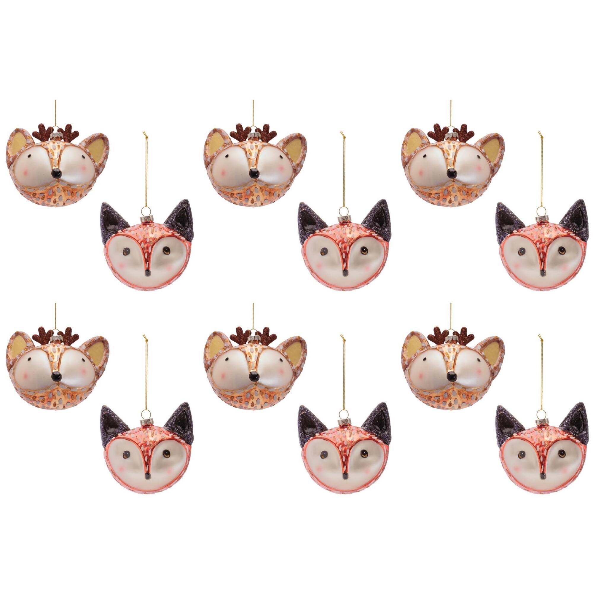 Melrose Woodland Animal Glass Ornaments Set