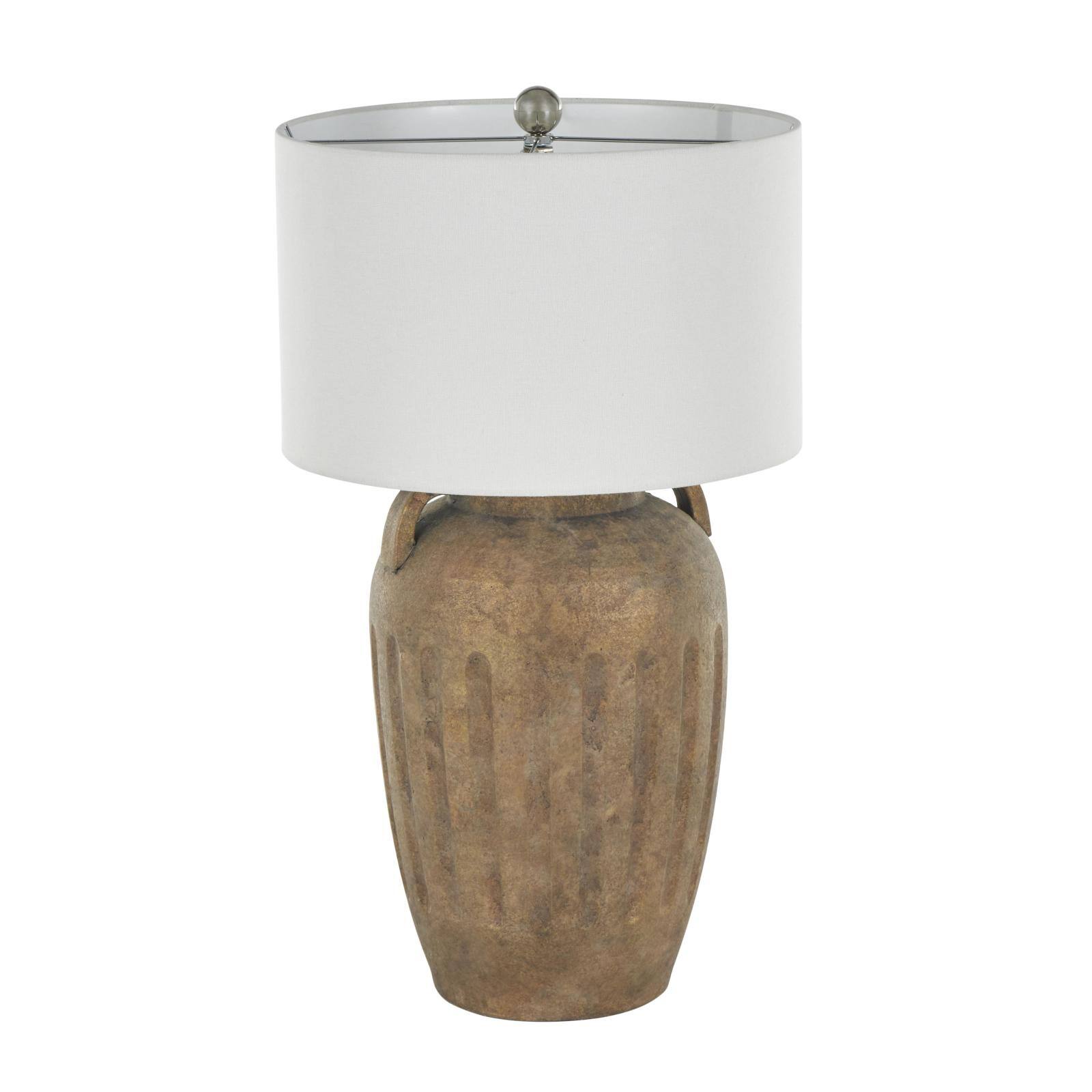 28.5" Brown Ceramic Distressed Antique Style Pot Vase Table Lamp