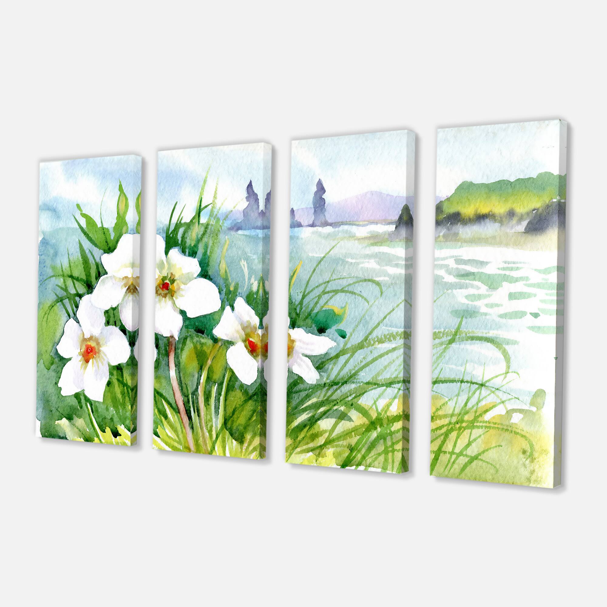 Designart - Blooming Flowers on Summer River