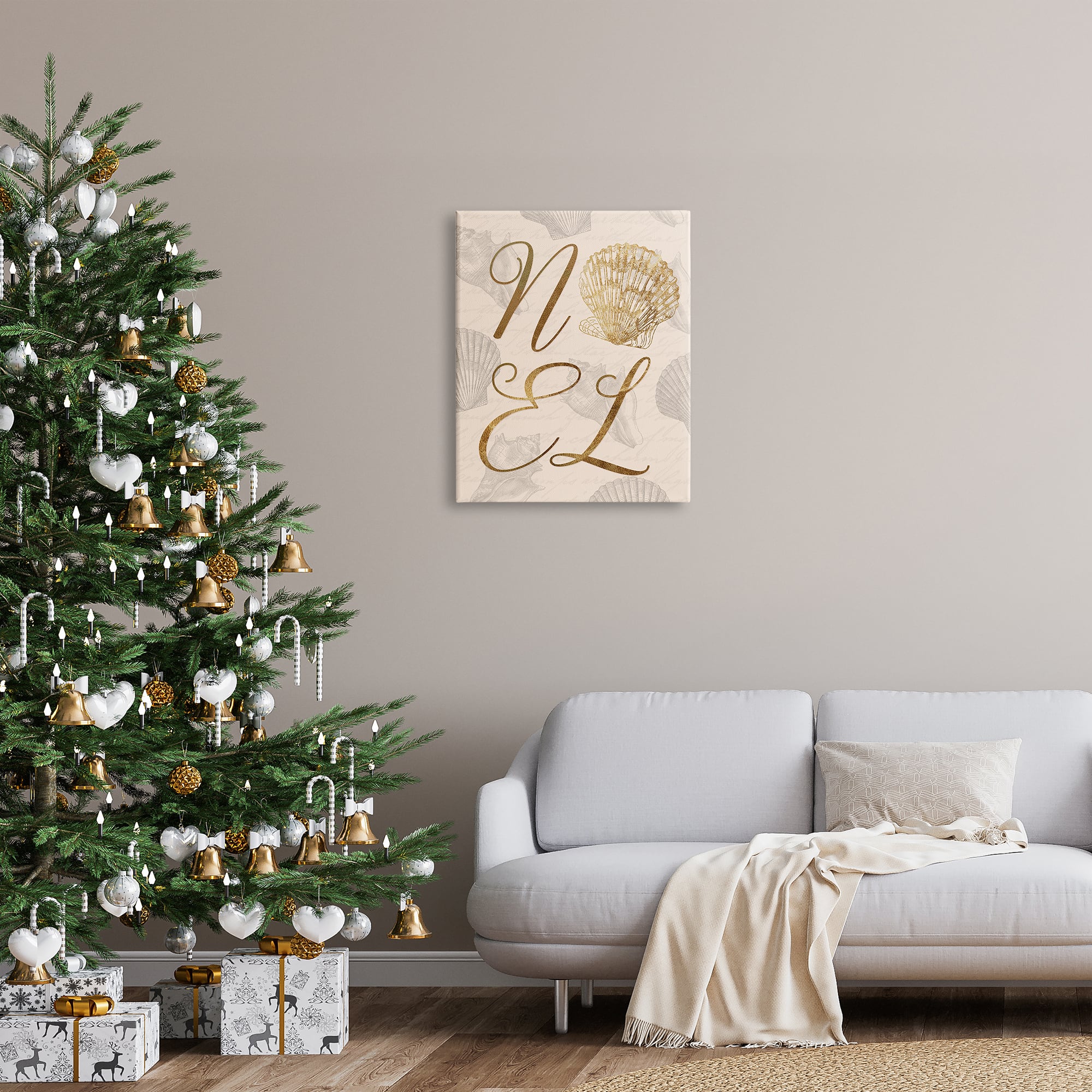 Stupell Industries Noel Holiday Seashell Detail Canvas Wall Art