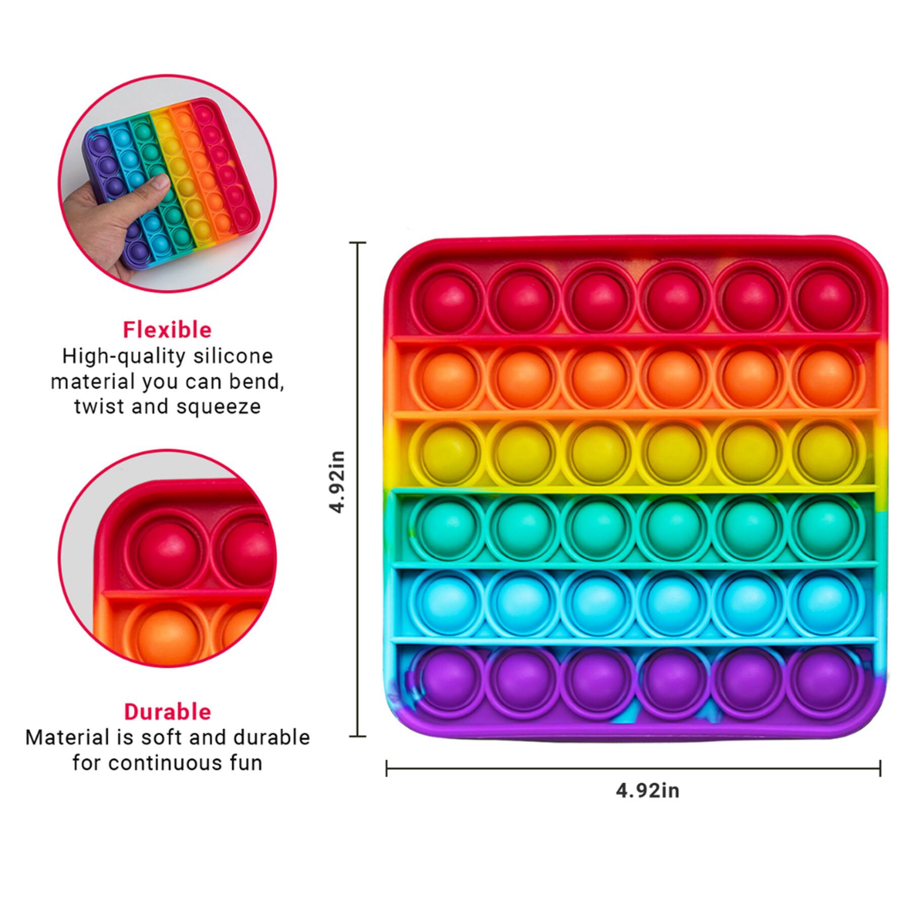The Fidget Game 5" x 5" Rainbow Pop It Mats, 4ct.