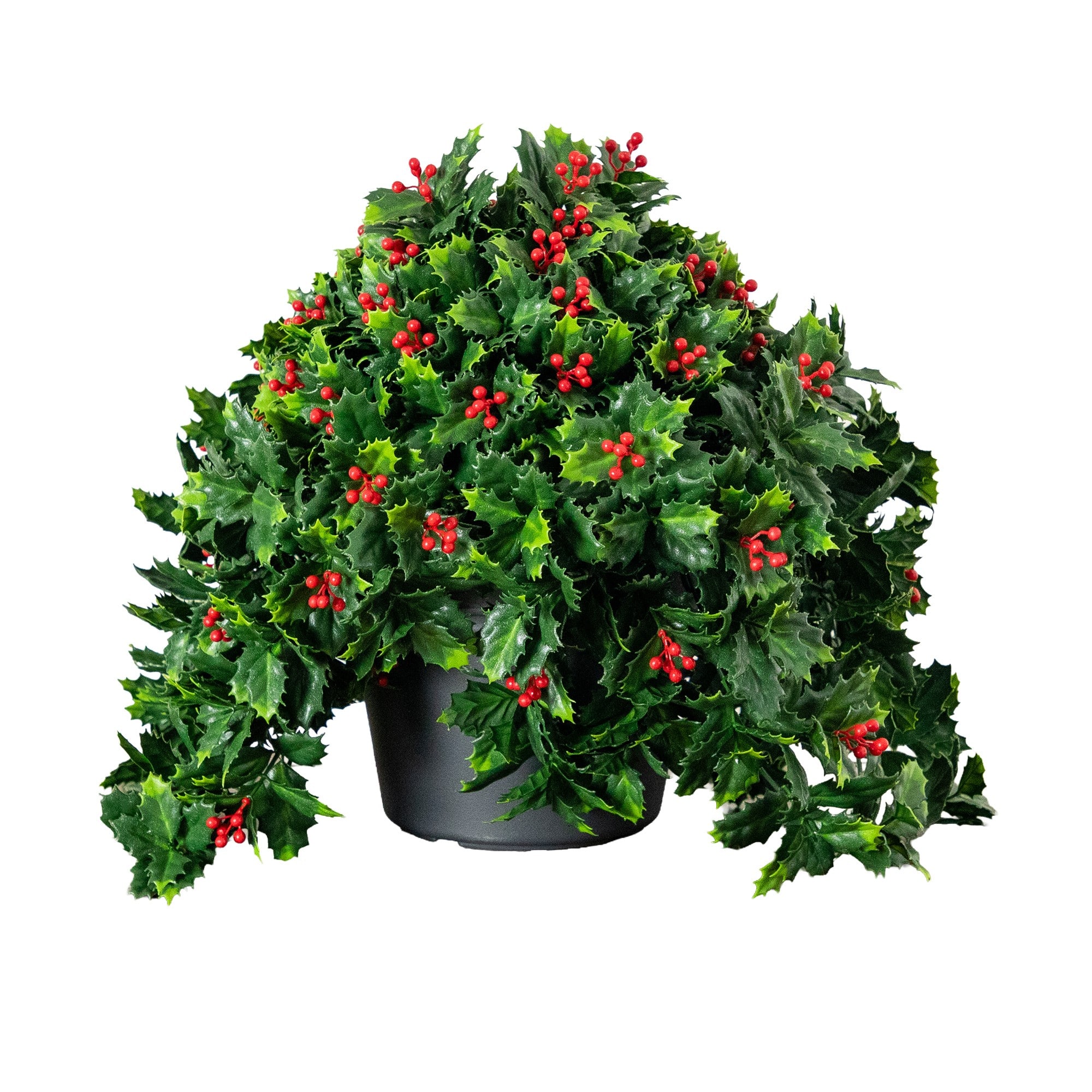 Nearly Natural 16" Holly & Berry UV Resistant Artificial Christmas Plant