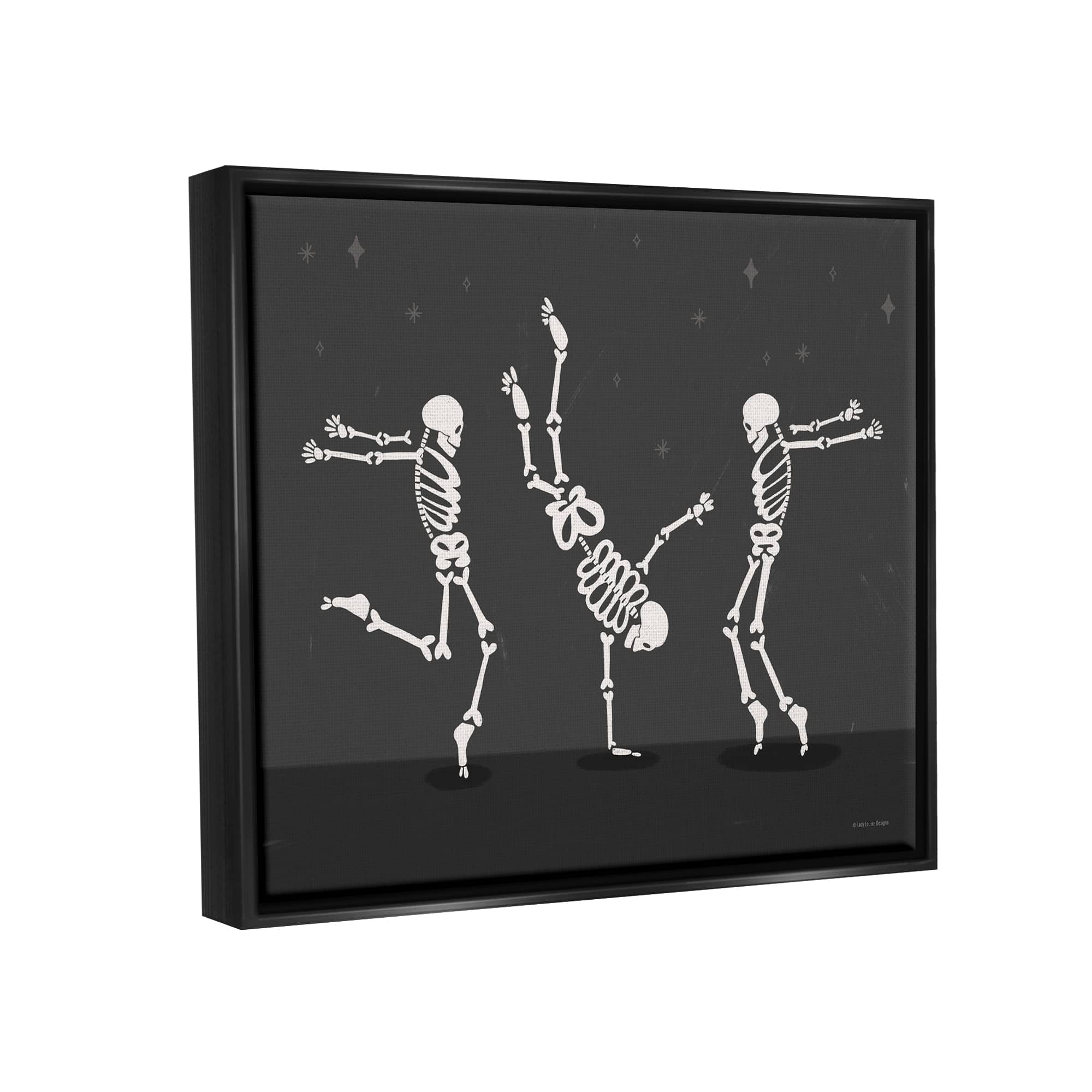 Stupell Industries Three Dancing Skeletons Framed Floater Canvas Wall Art
