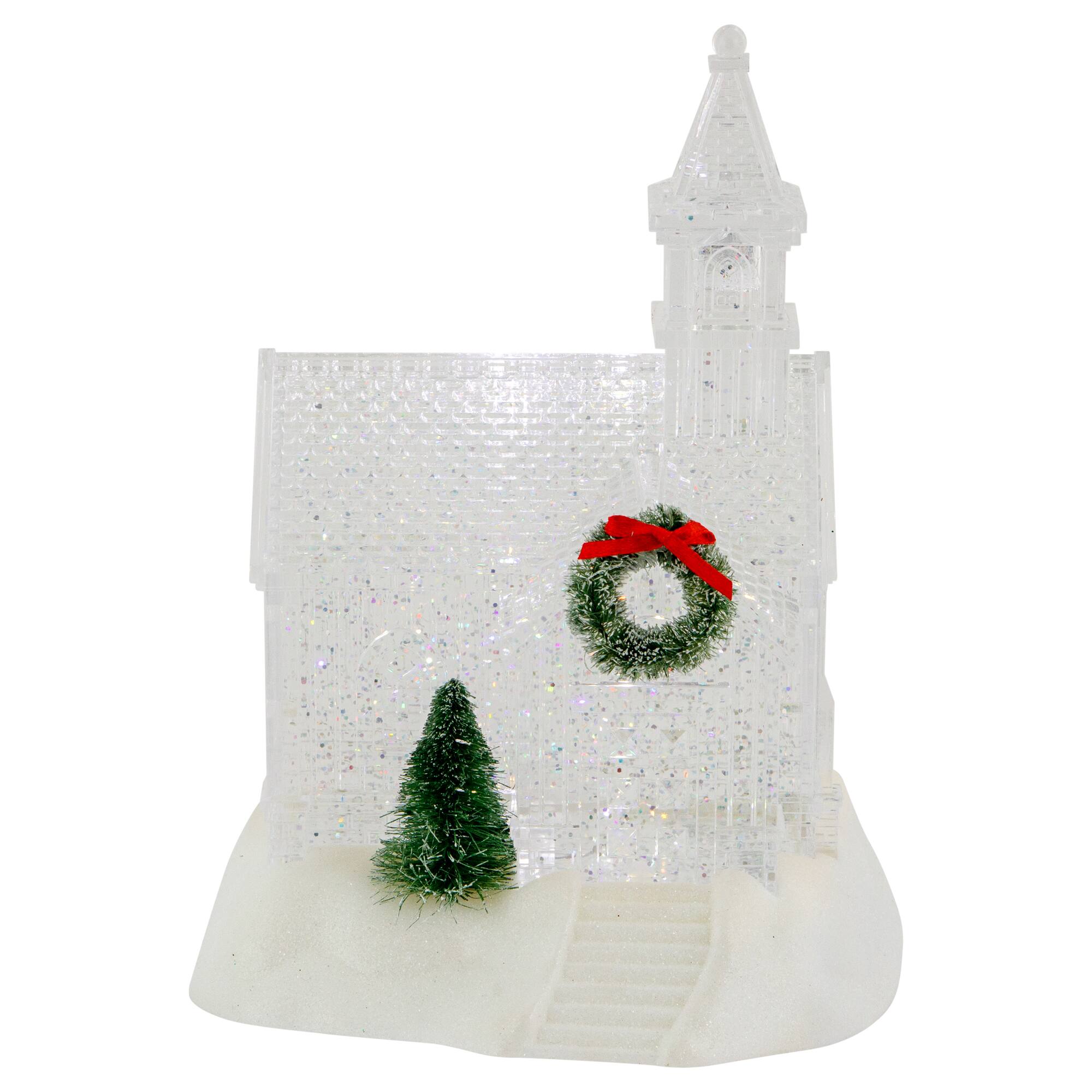 9" LED Icy Crystal Glitter Snow Globe Christmas House
