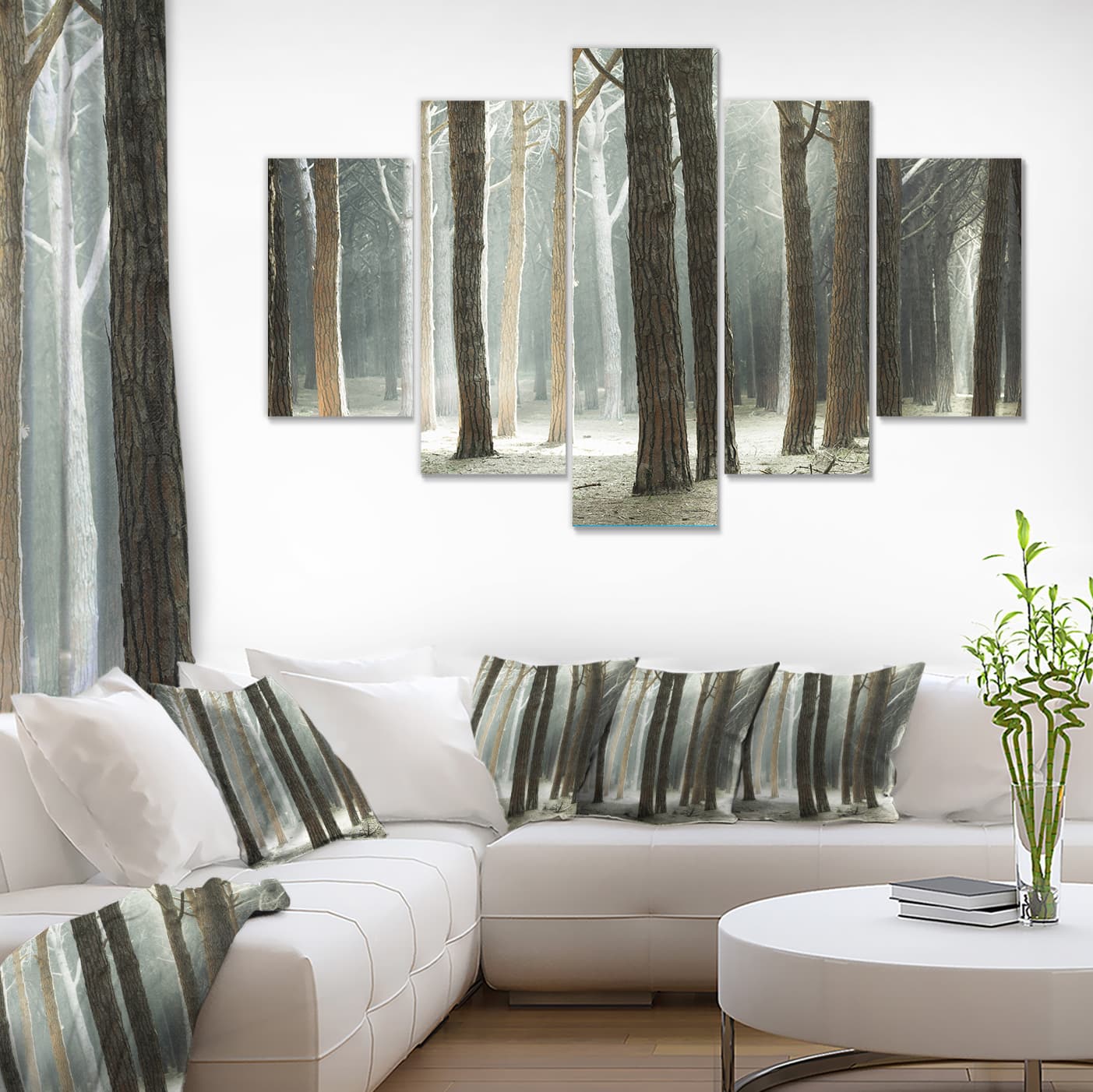 Designart - Maritime Pine Tree Forest with Rays