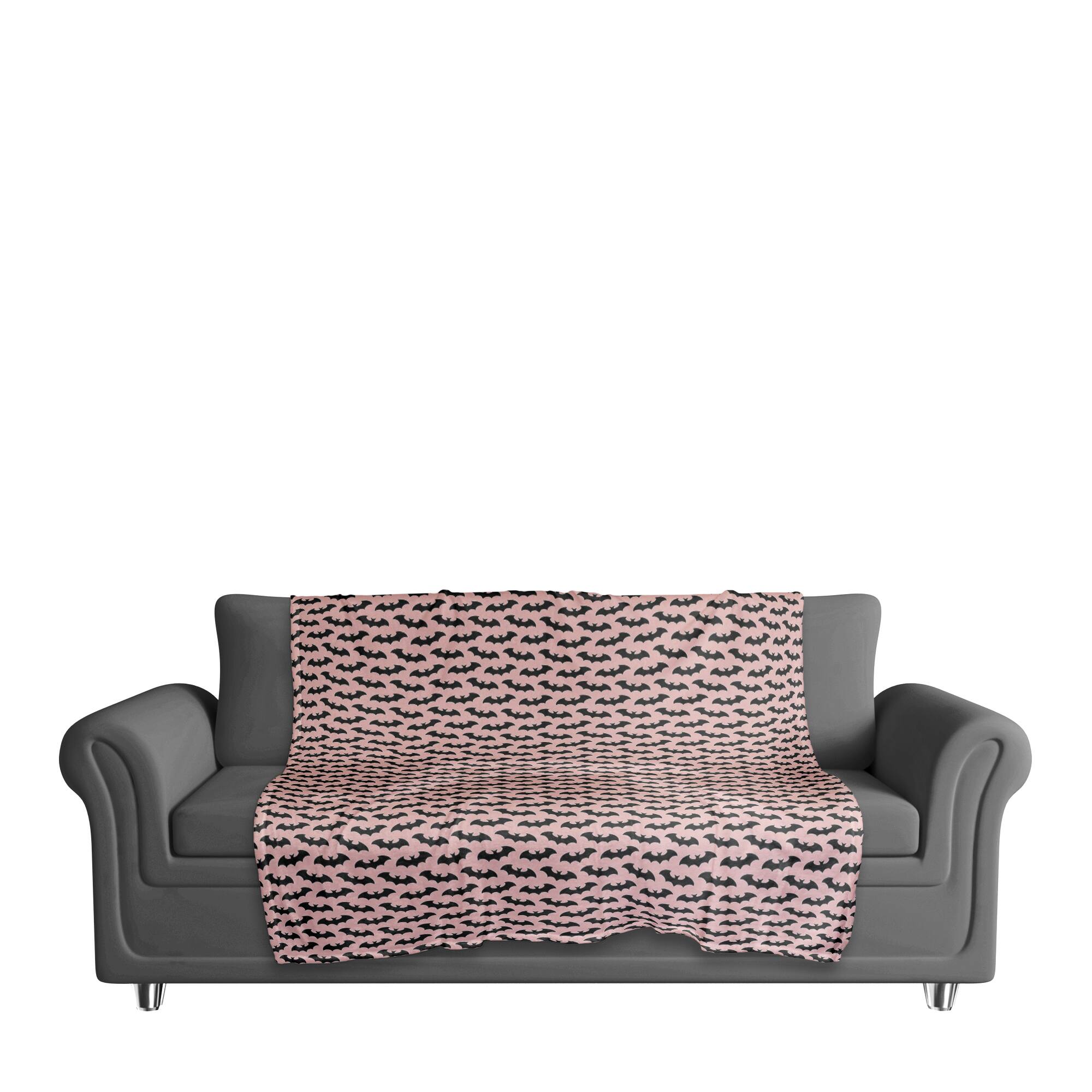 Pink & Black Bats Fleece Throw