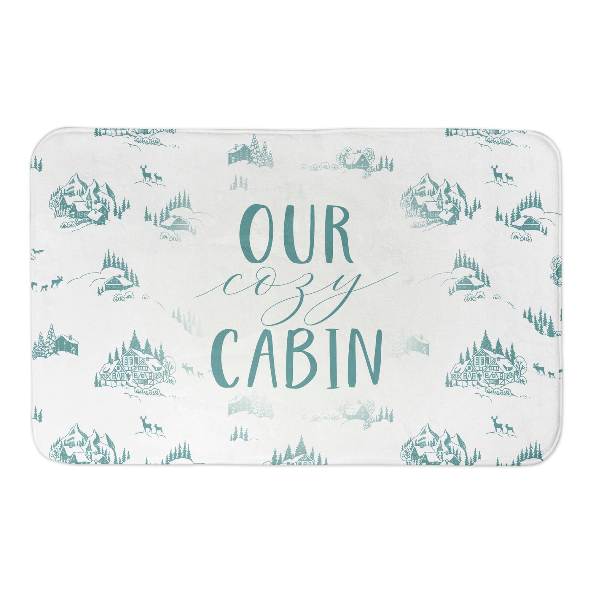Designs Direct Snowy Town Teal Cozy Cab Bath Mat, 34" x 21"