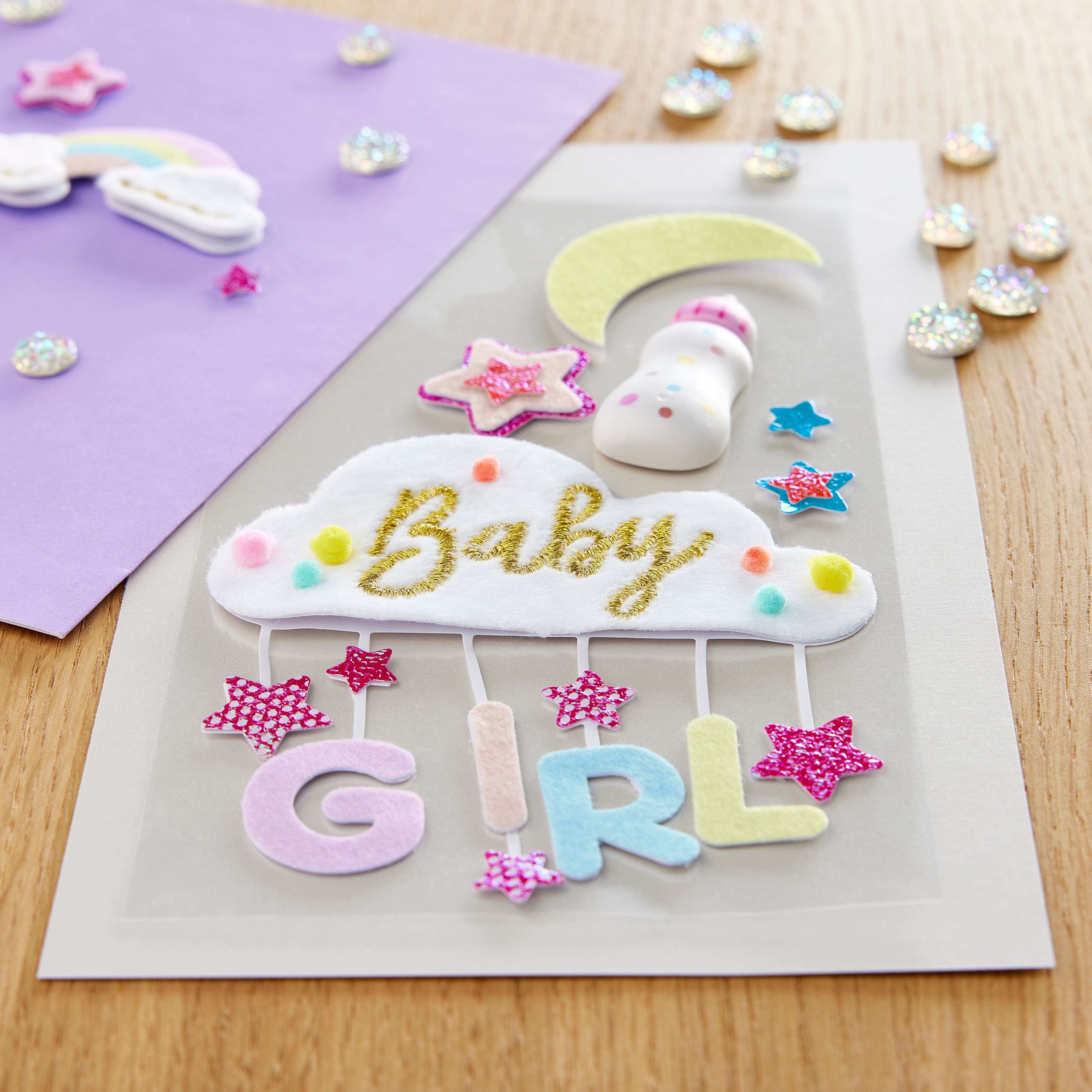 12 Pack: Baby Girl Cloud Dimensional Stickers by Recollections™