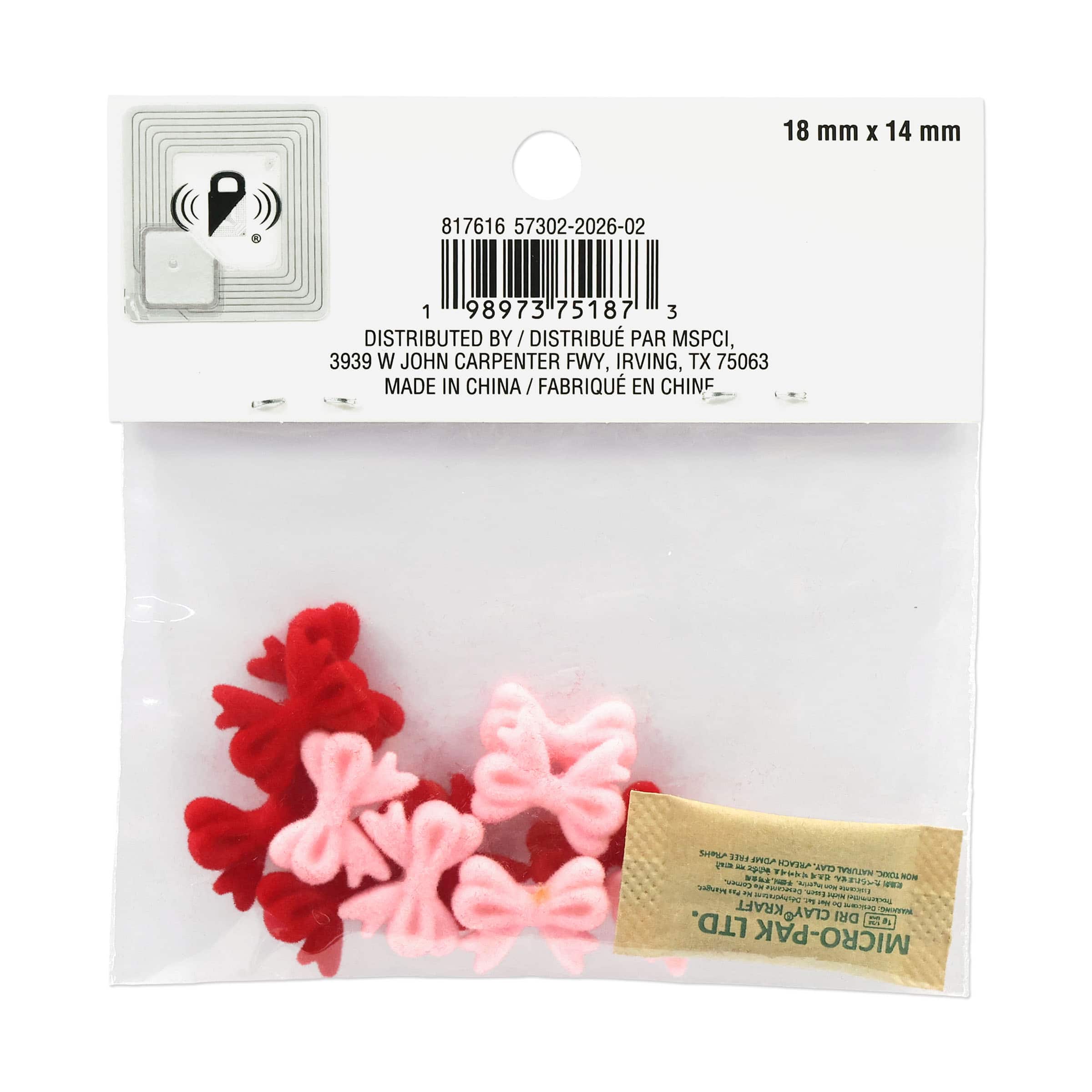 18mm x 14mm Pink & Red Flocked Bow Craft Beads, 12ct. by Bead Landing™