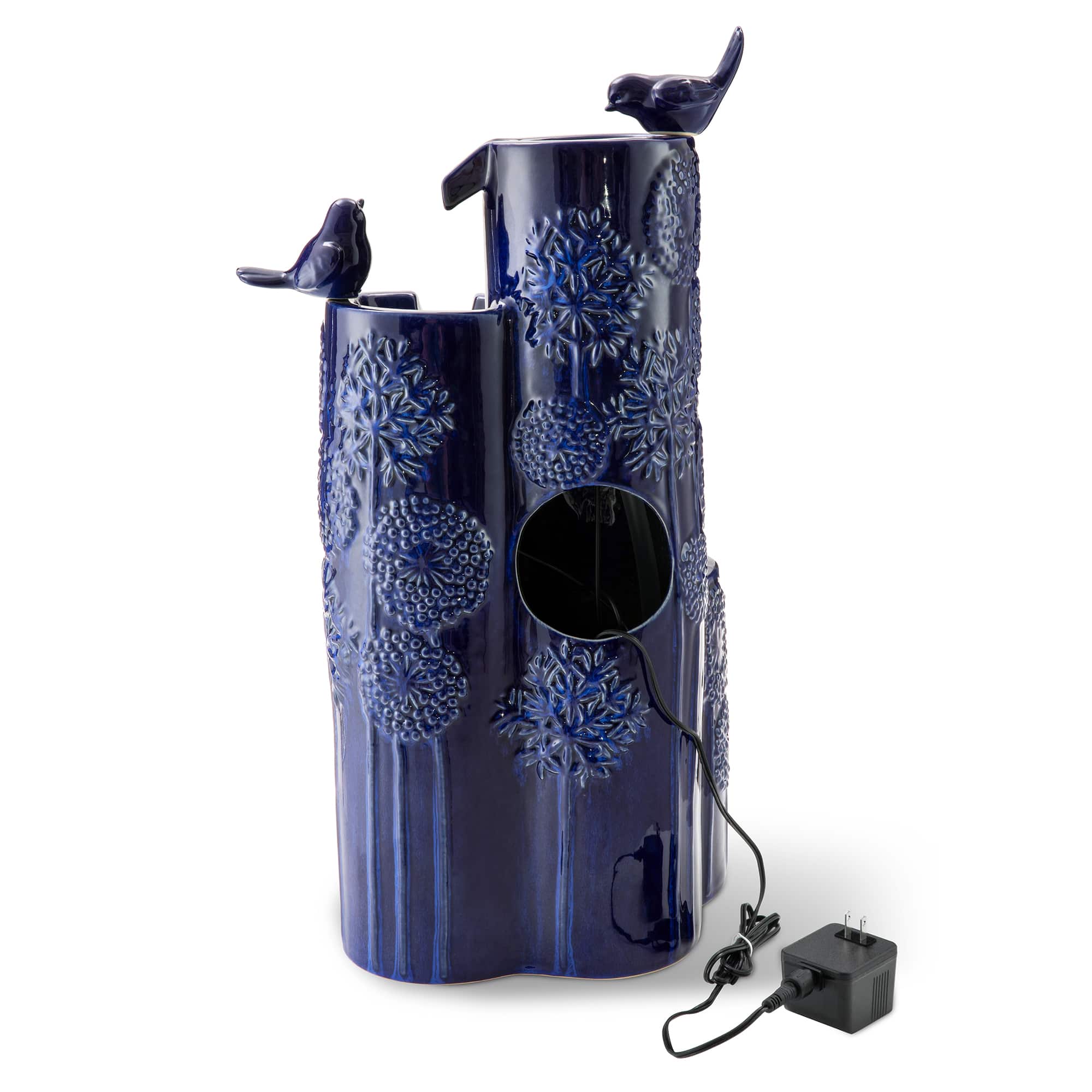 Glitzhome® 26.25" LED 4-Tier Dandelion Texture Vase-Shaped Outdoor Floor Fountain