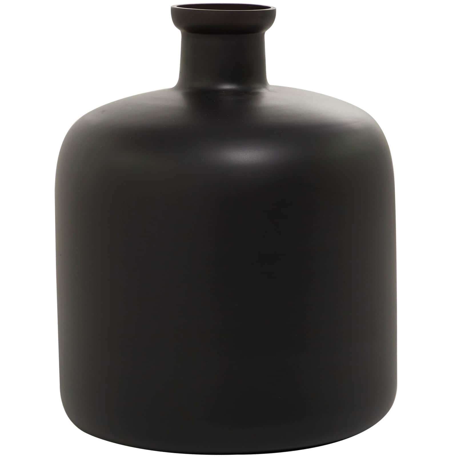 Black Glass Vase 10" x 10" x 12"