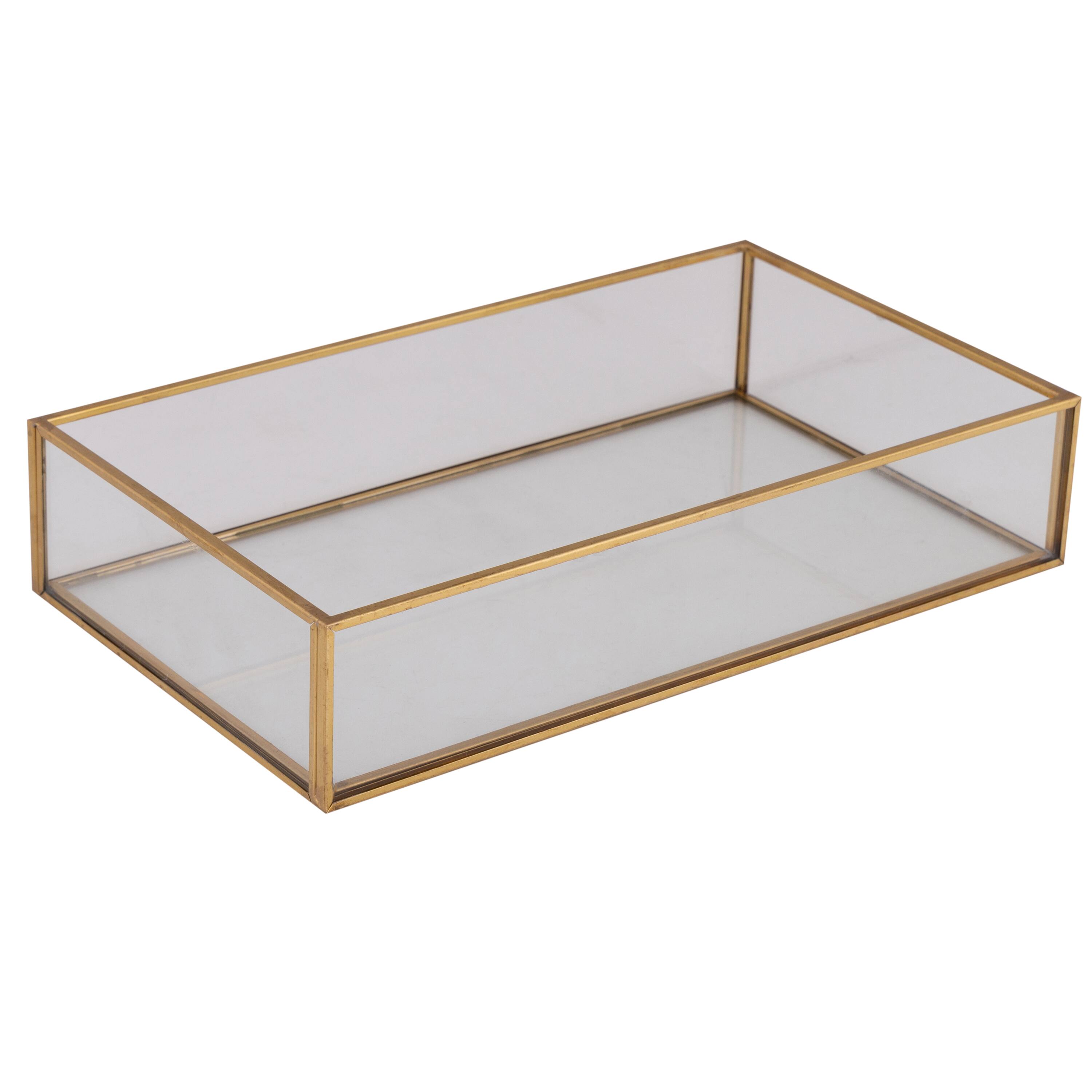 Home Details 9.5" Gold Vintage Glass Keepsake Tray