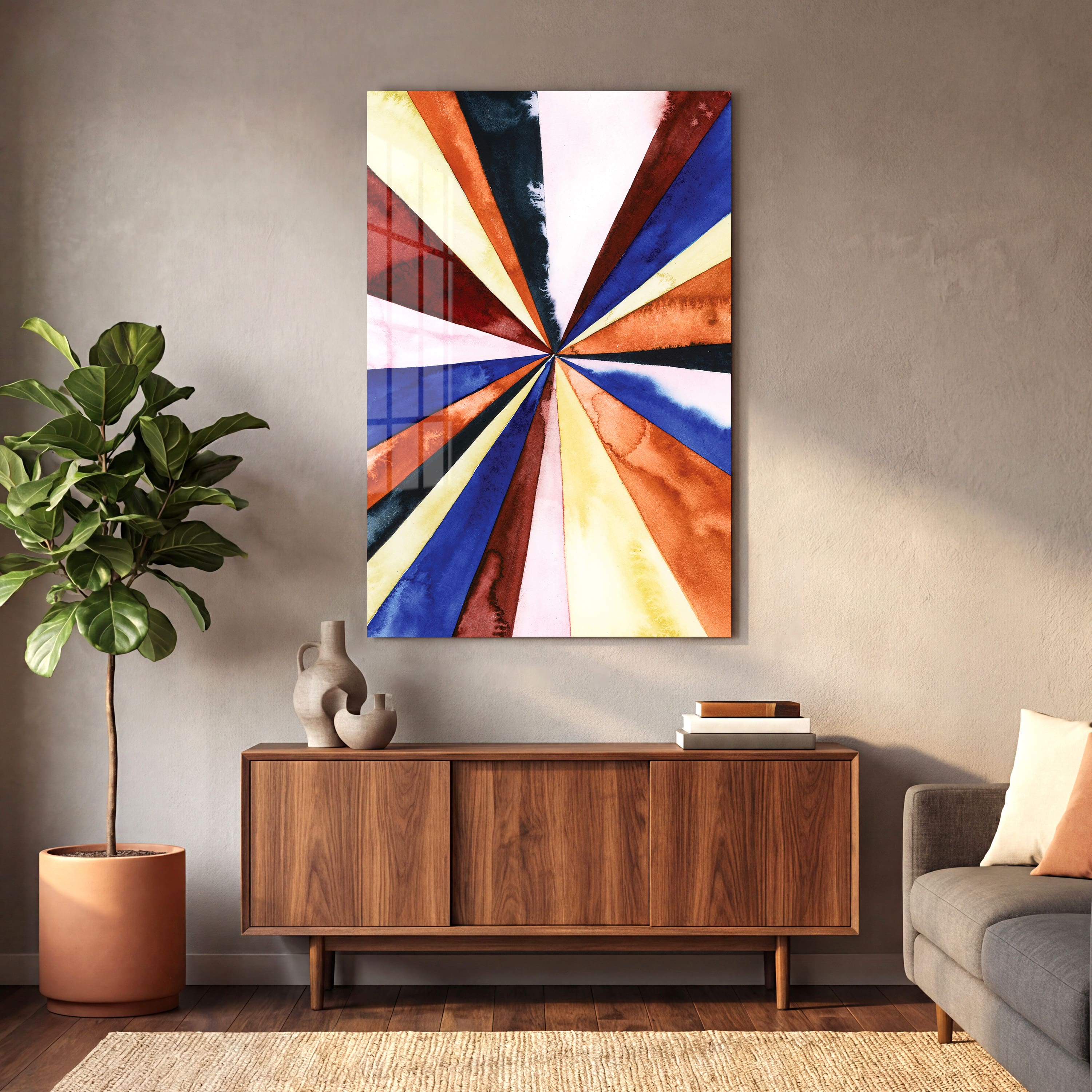 Empire Art Direct 48" x 32" Desert Layers 3 Frameless Free Floating Tempered Art Glass Wall Art