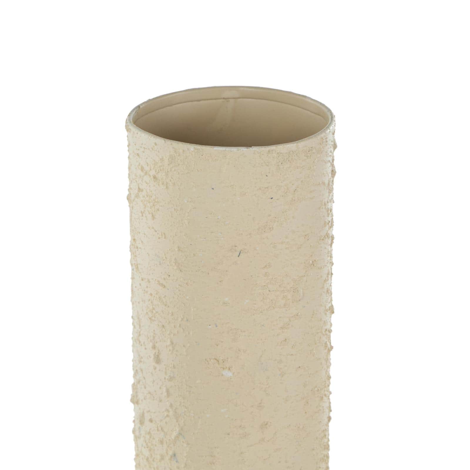 Cream Metal Fluted Distressed Textured Vase Set
