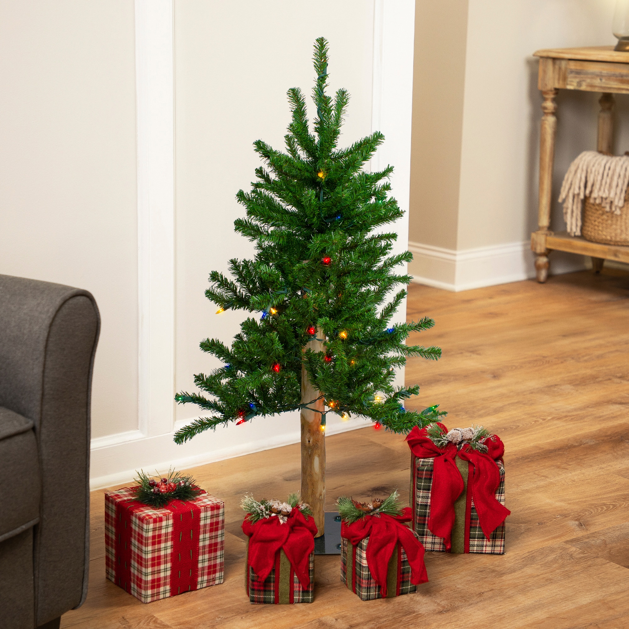 3Ft Pre-Lit Alpine Artificial Christmas Tree, Multicolor Lights By Northlight in Green | 3 ft | Michaels®