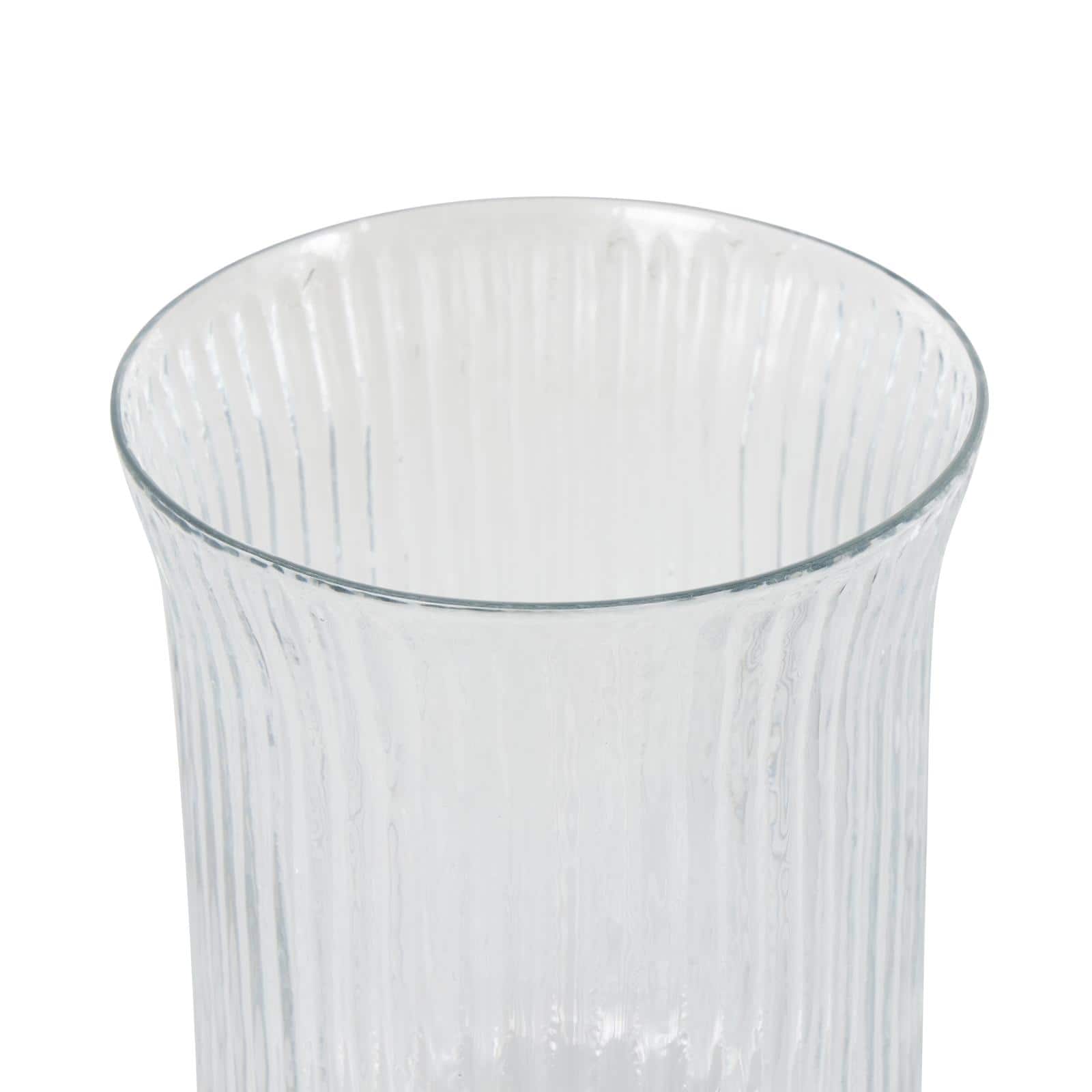 Clear Round Glass Ribbed Fluted Decorative Candle Holder