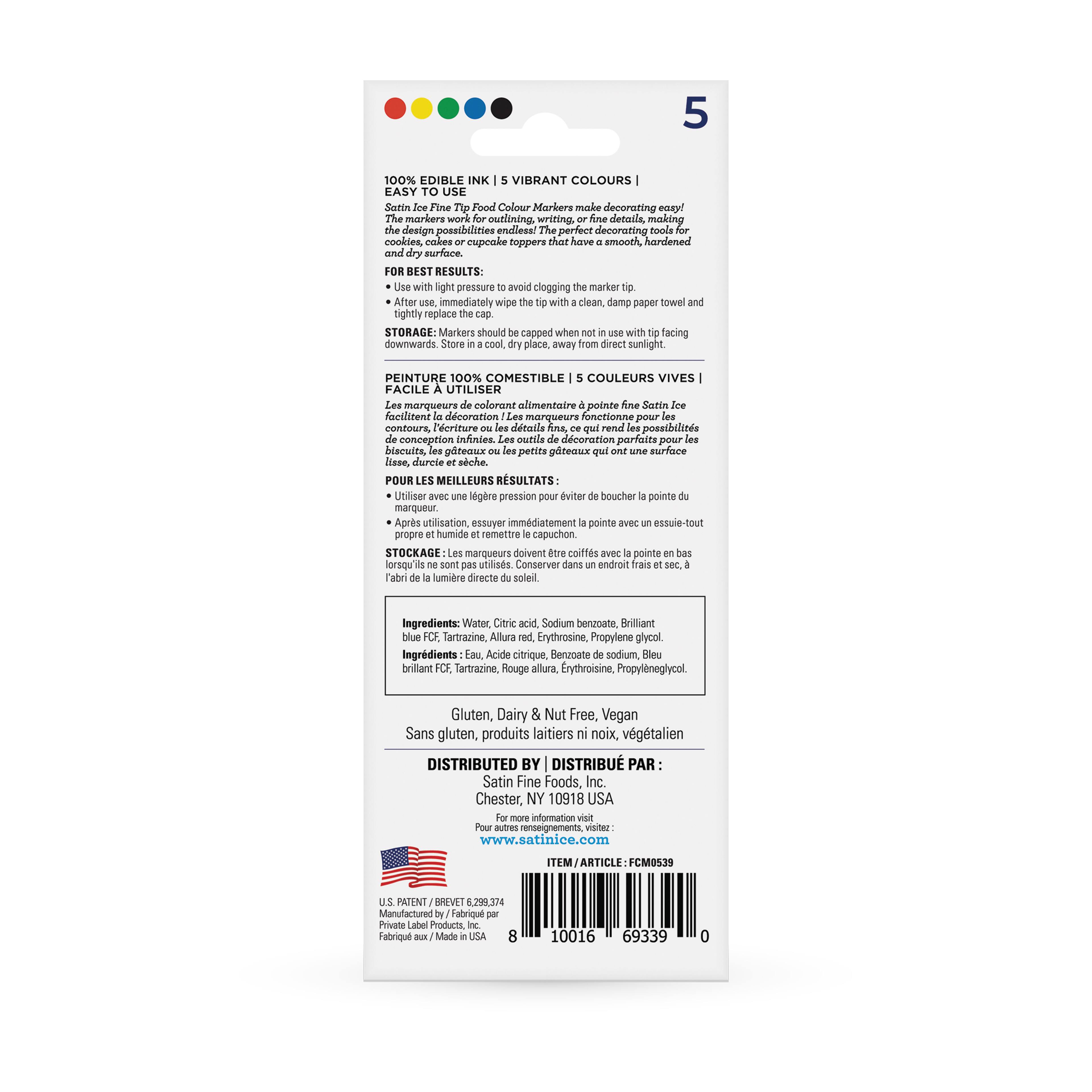 Satin Ice® Fine Tip Food Colour Markers Set