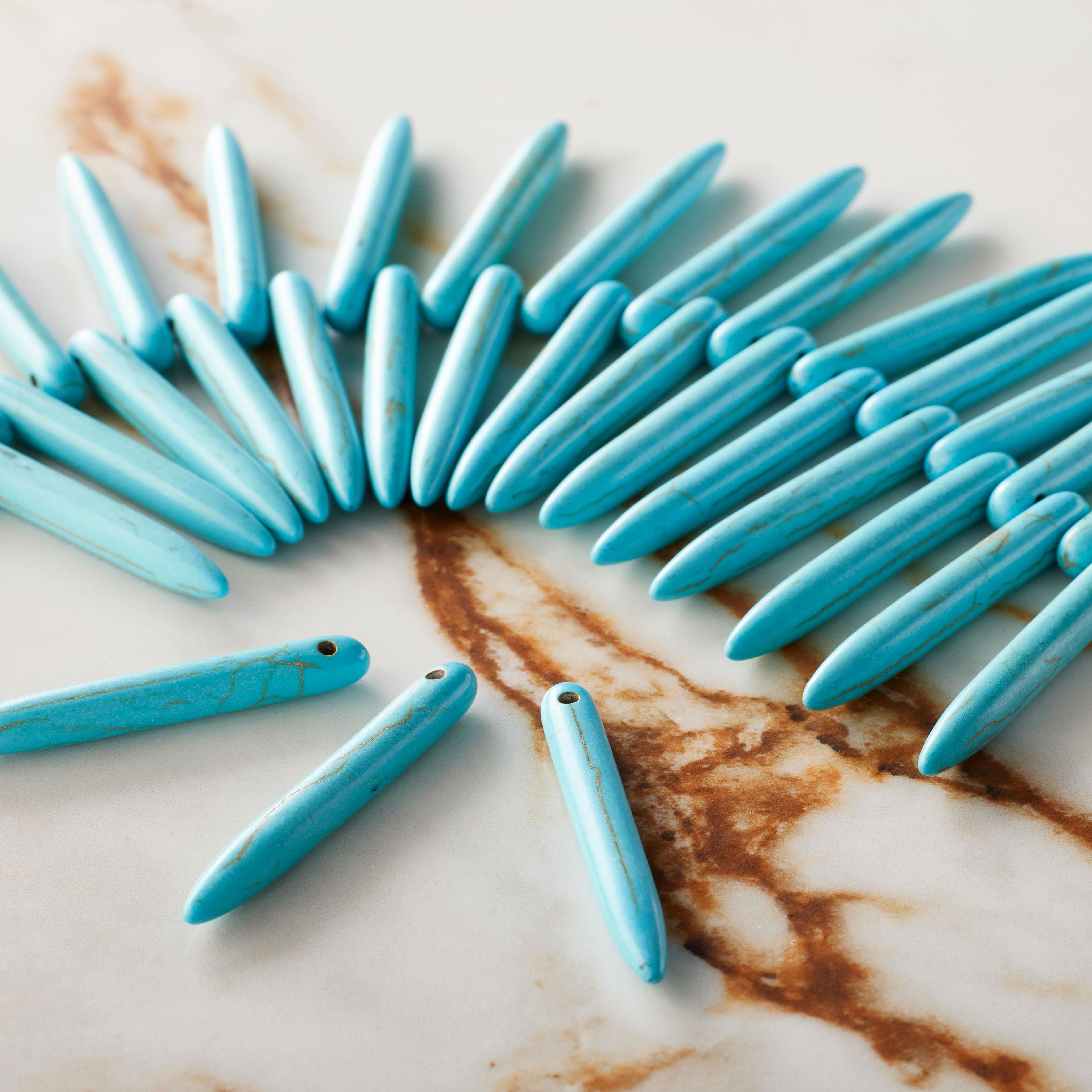 12 Pack:  Reconstituted Turquoise Spike Beads, 40mm by Bead Landing™