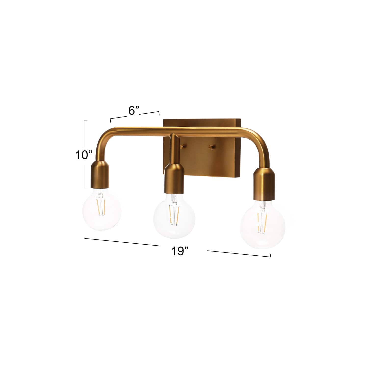 Hello Honey® Robert Stevenson Lighting Benson Exposed Bulb Metal 3-Light Vanity
