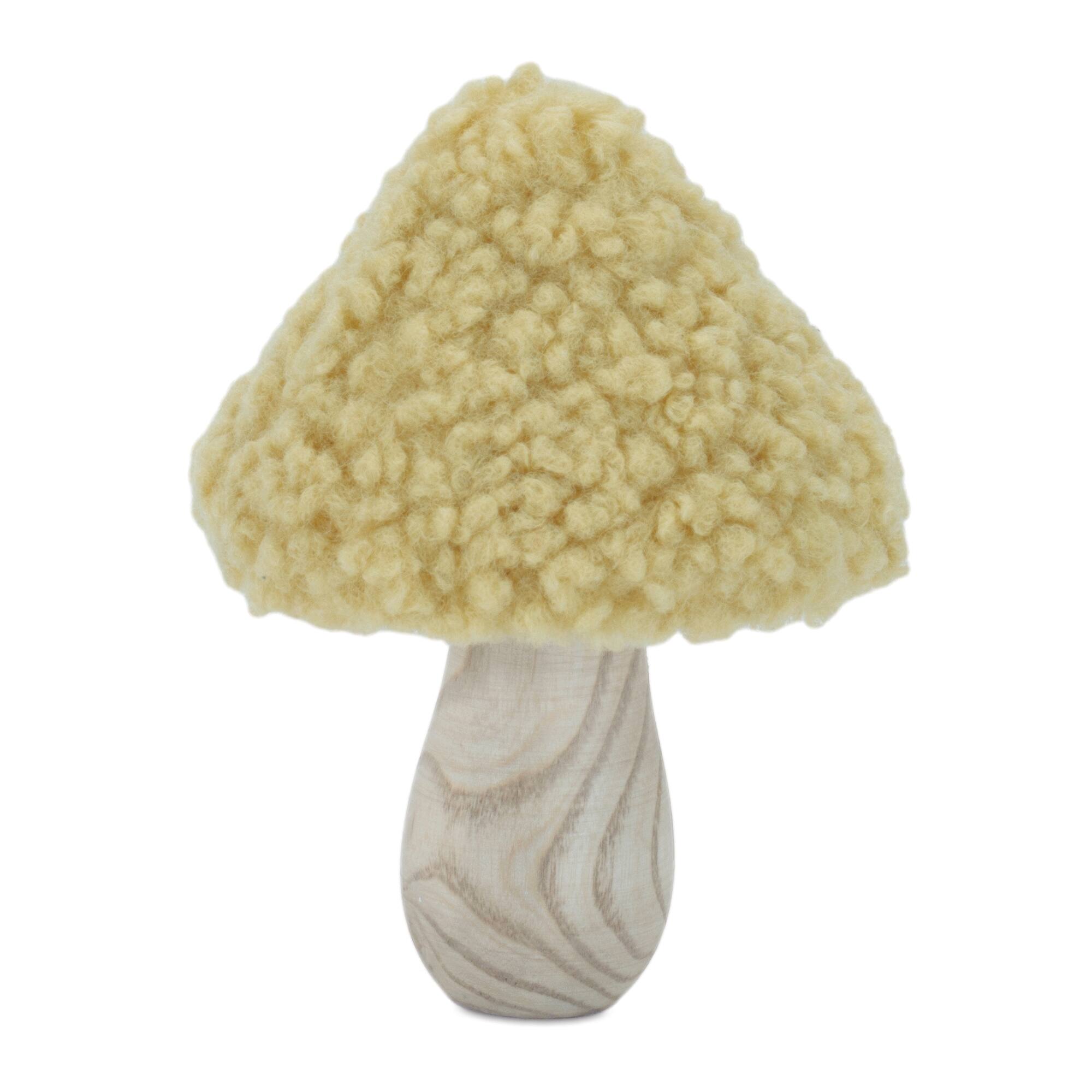 Wood & Fabric Mushroom Figurines Set