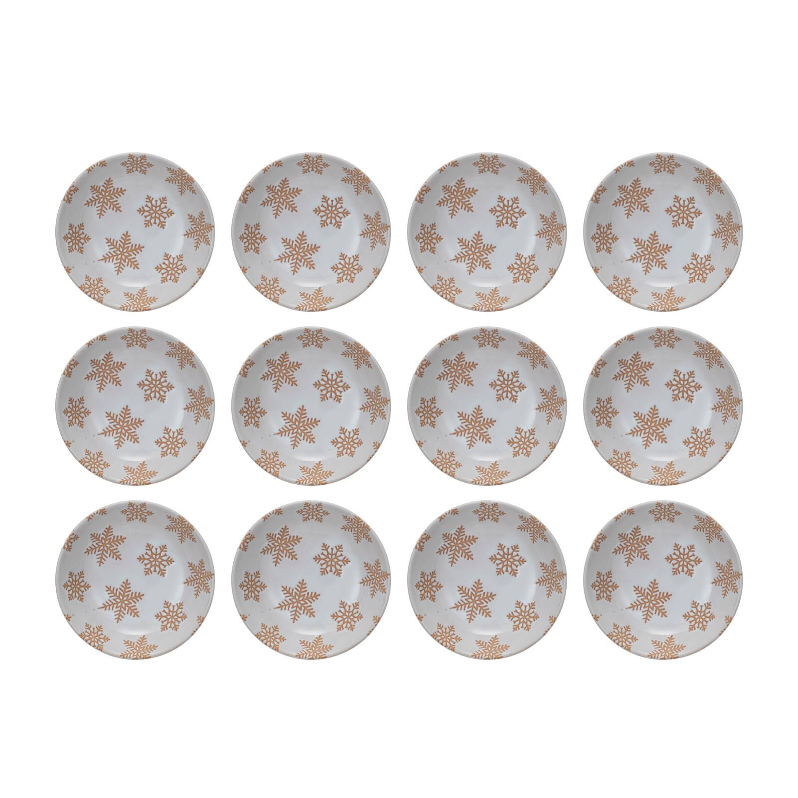 Hello Honey® 6" White & Orange Stoneware Snowflake Dinnerware Bowls, 12ct.