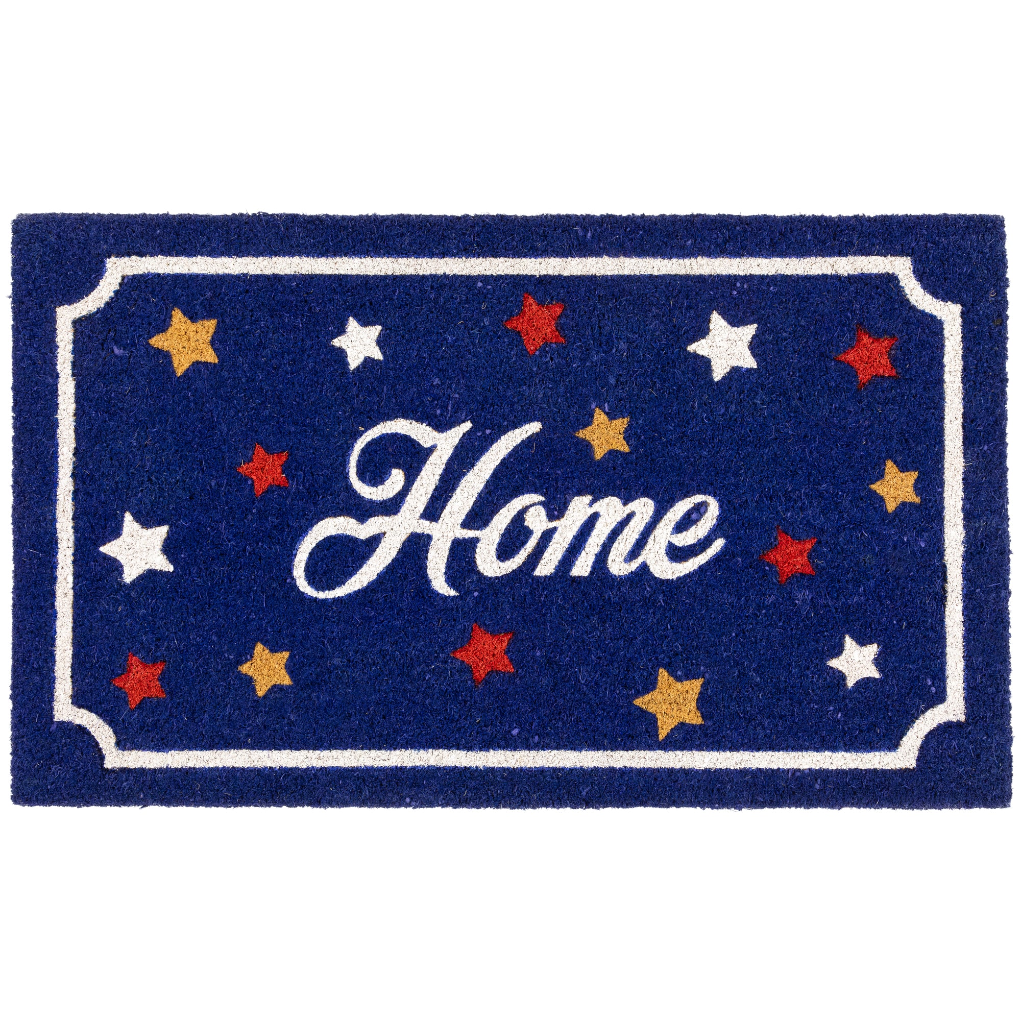 Northlight Blue Coir Americana Outdoor Indoor Rectangular Doormat, One Size, Blue