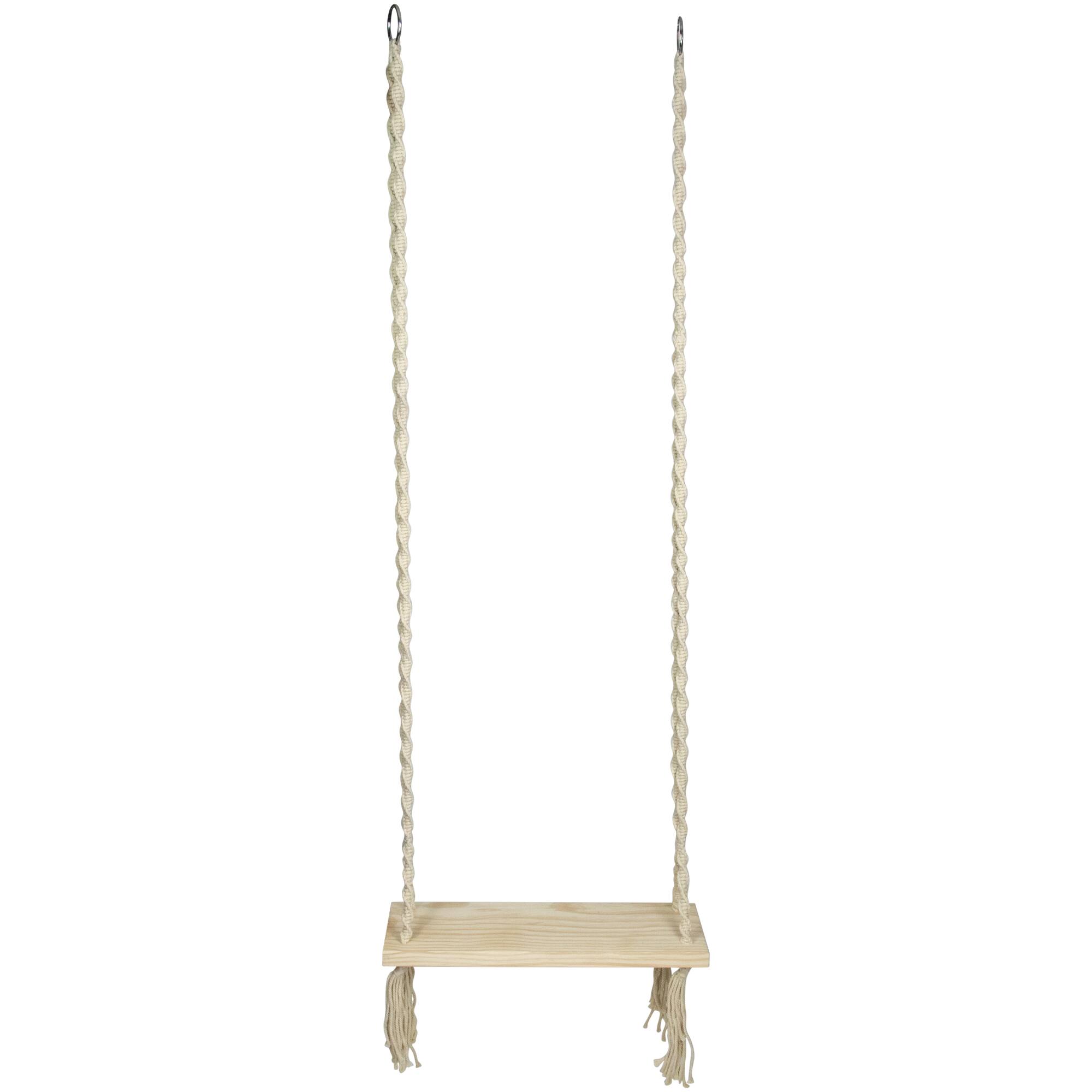 22" Ivory Rope Wooden Swing Chair