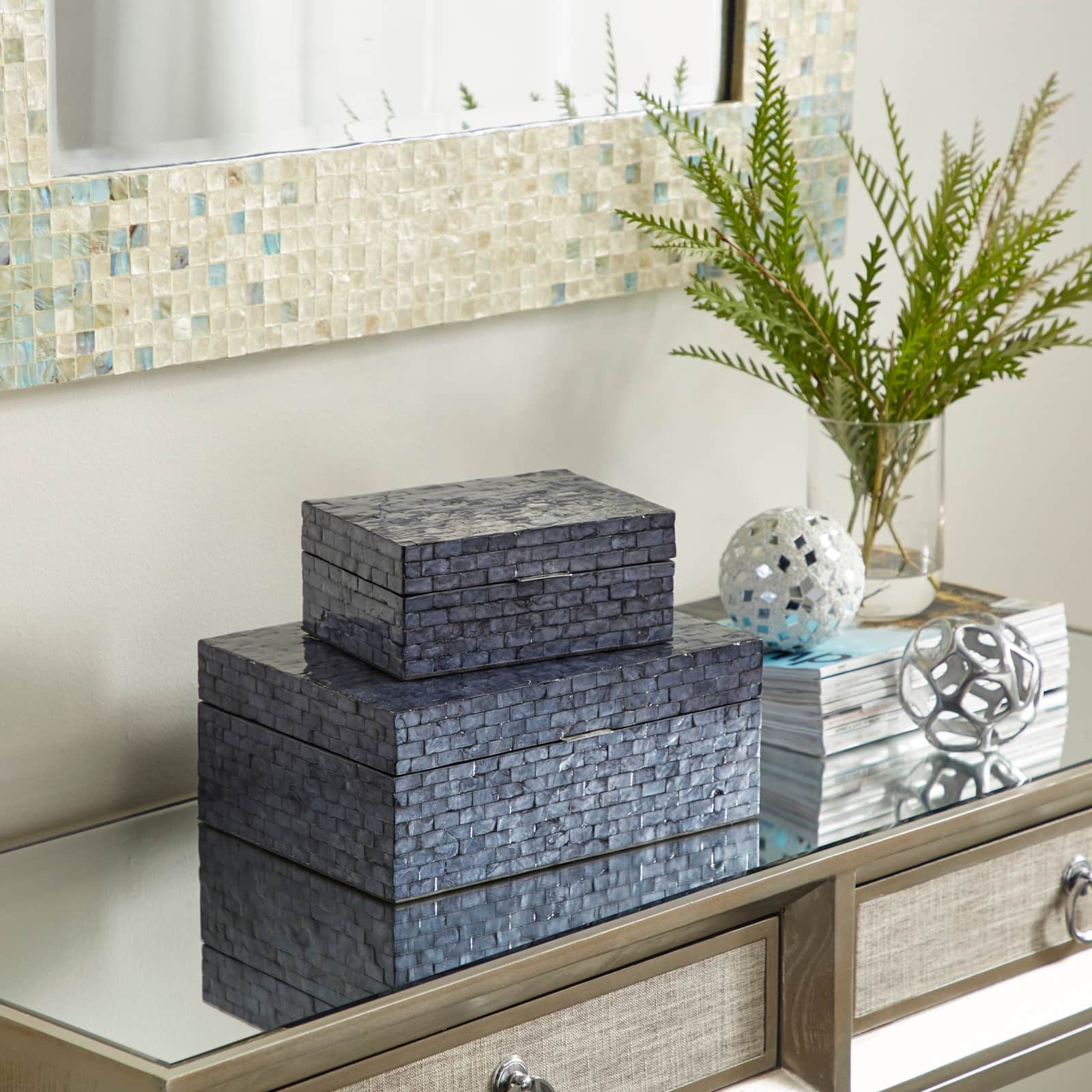 Blue Capiz Coastal Box Set