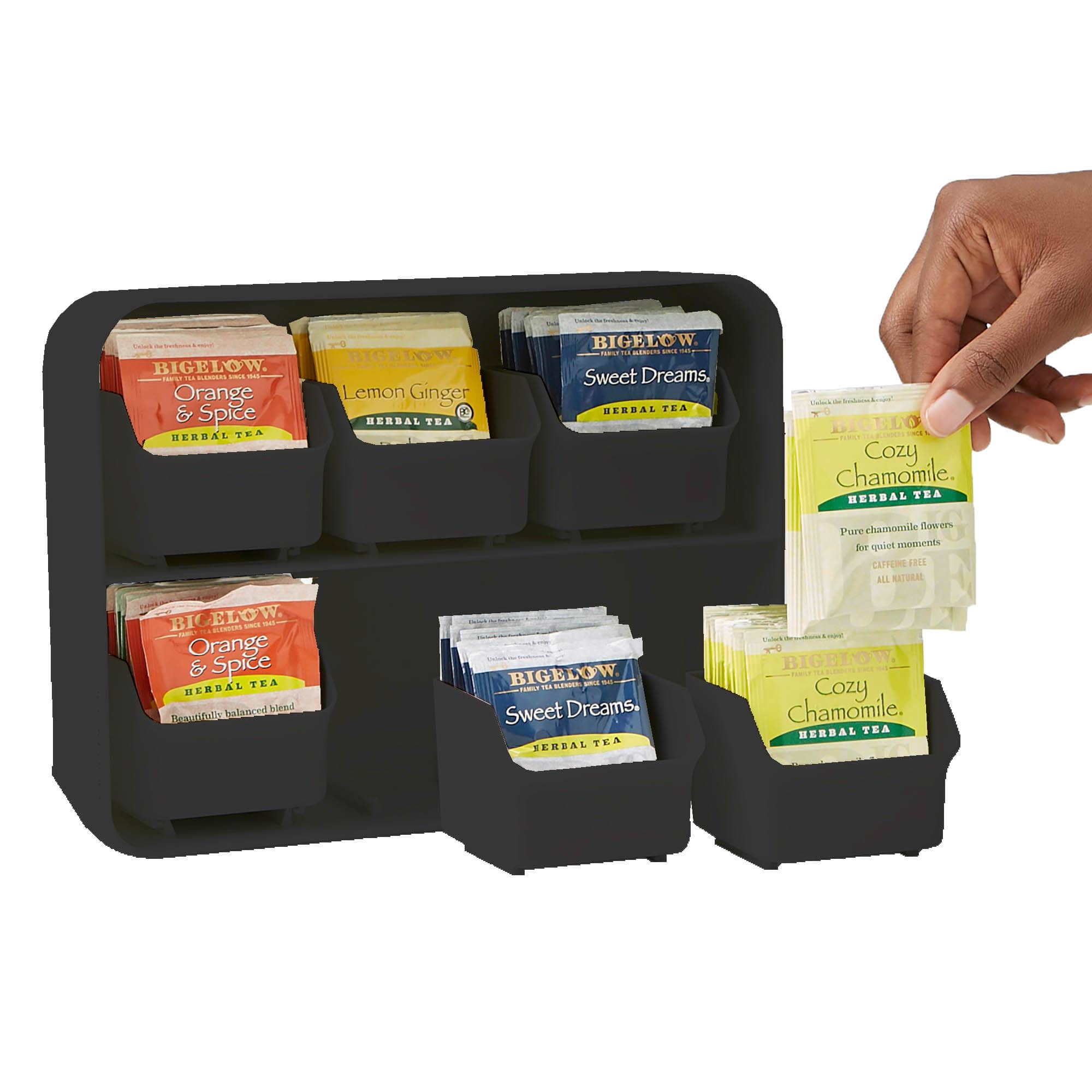 Mind Reader Black 6 Drawer Tea Bag Holder