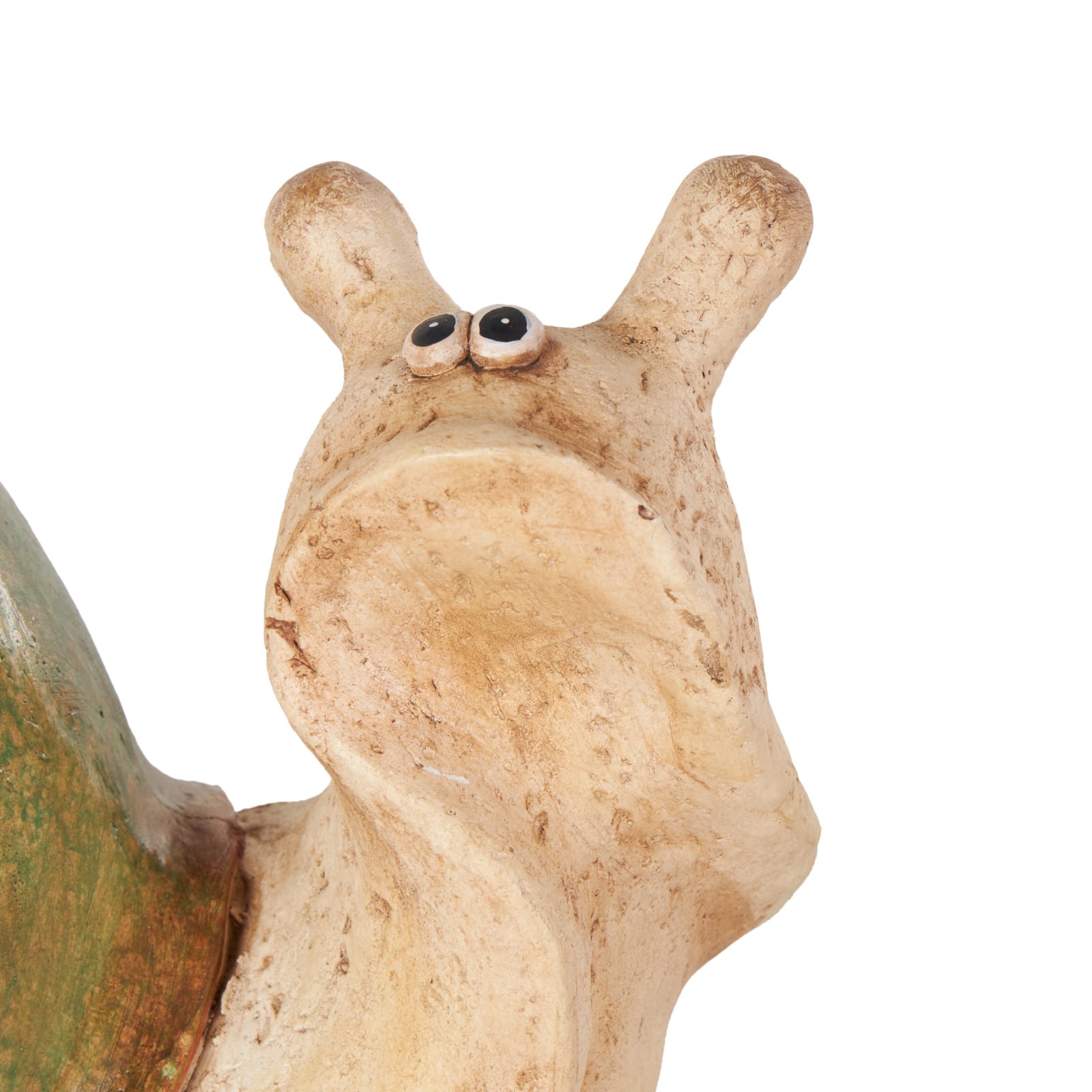 11.75" Cream & Green Magnesium Oxide Snail Garden Sculpture with Rabbit