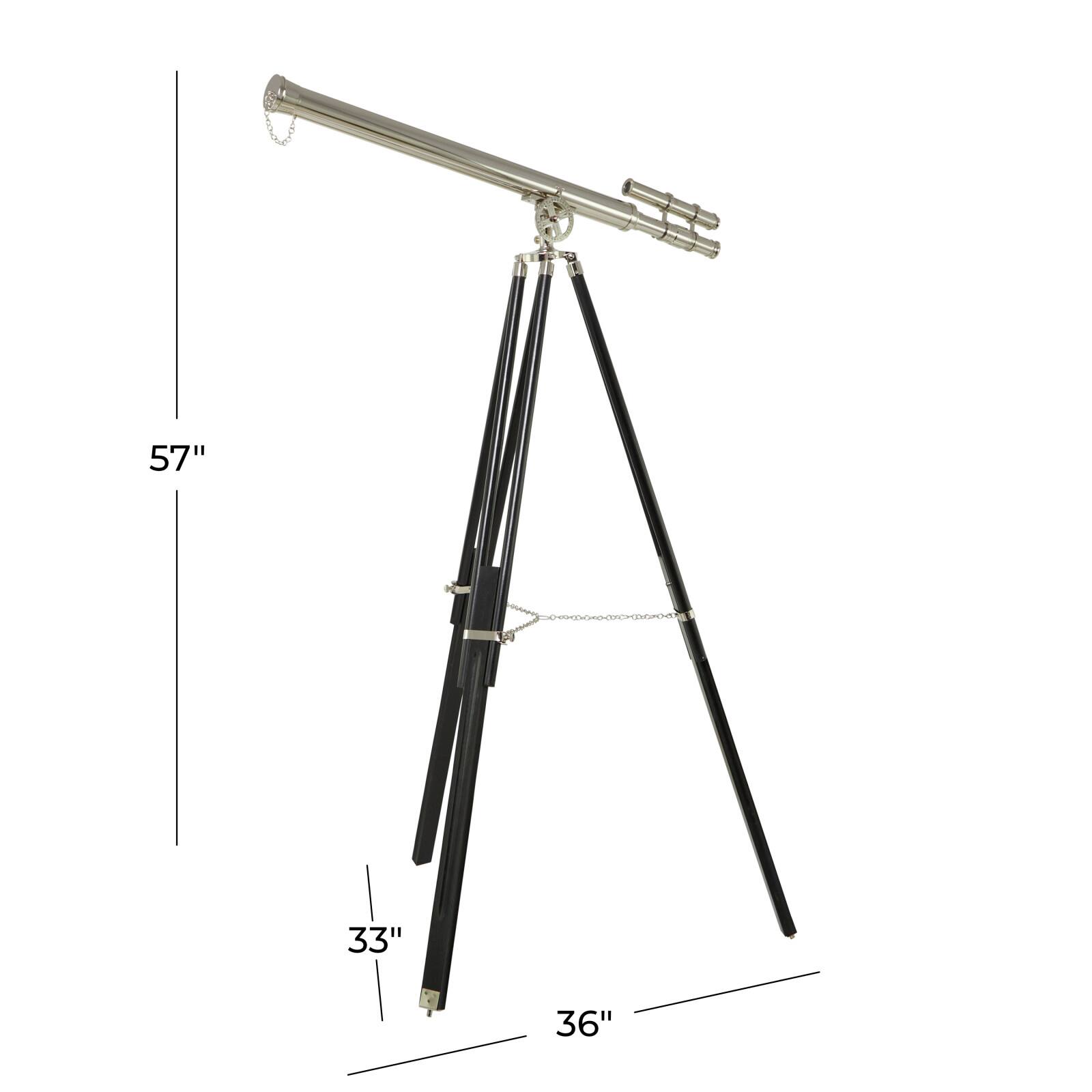 57" Silver Metal Telescope Decoration