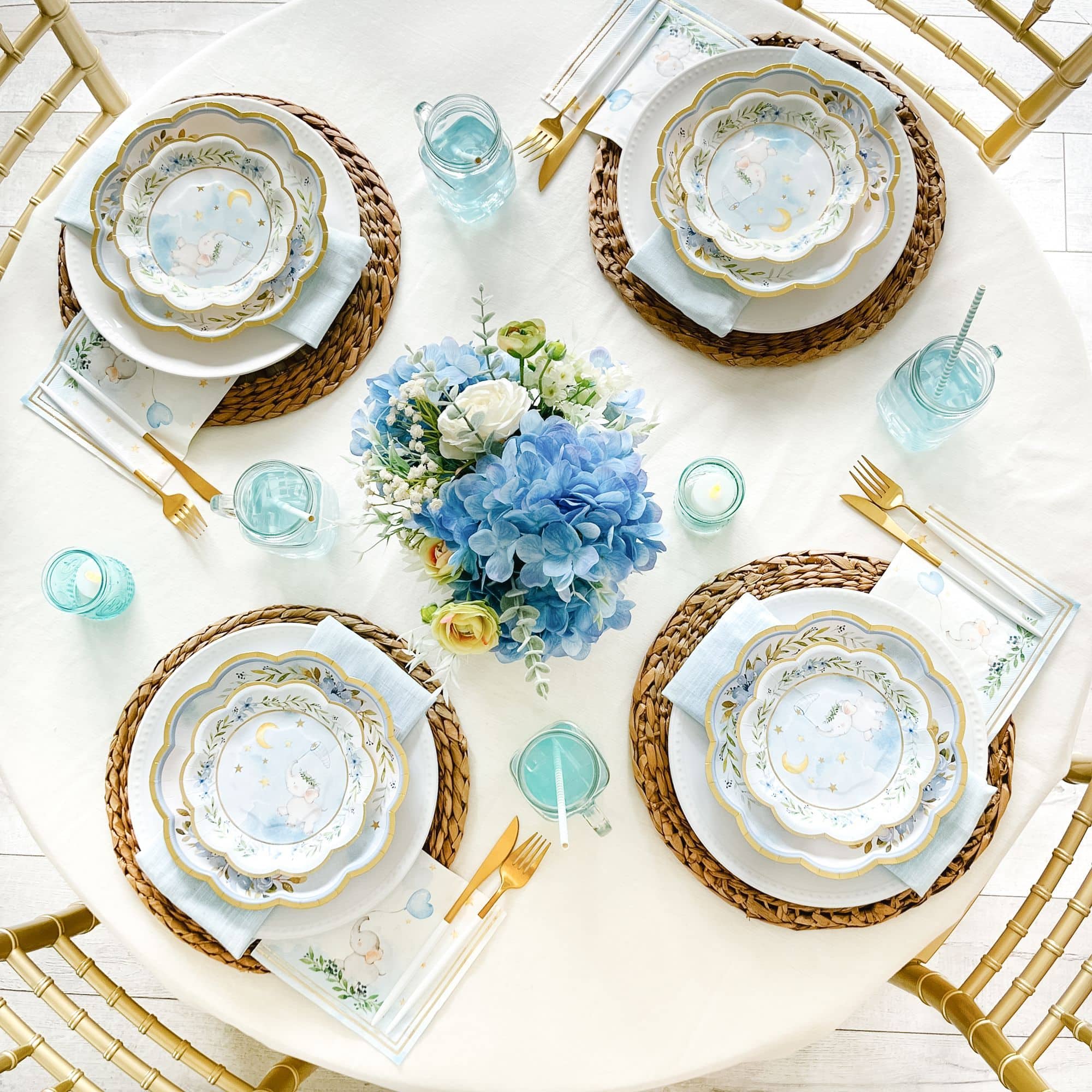 Kate Aspen® 7" Blue Elephant Baby Shower Premium Paper Plates, 16ct.