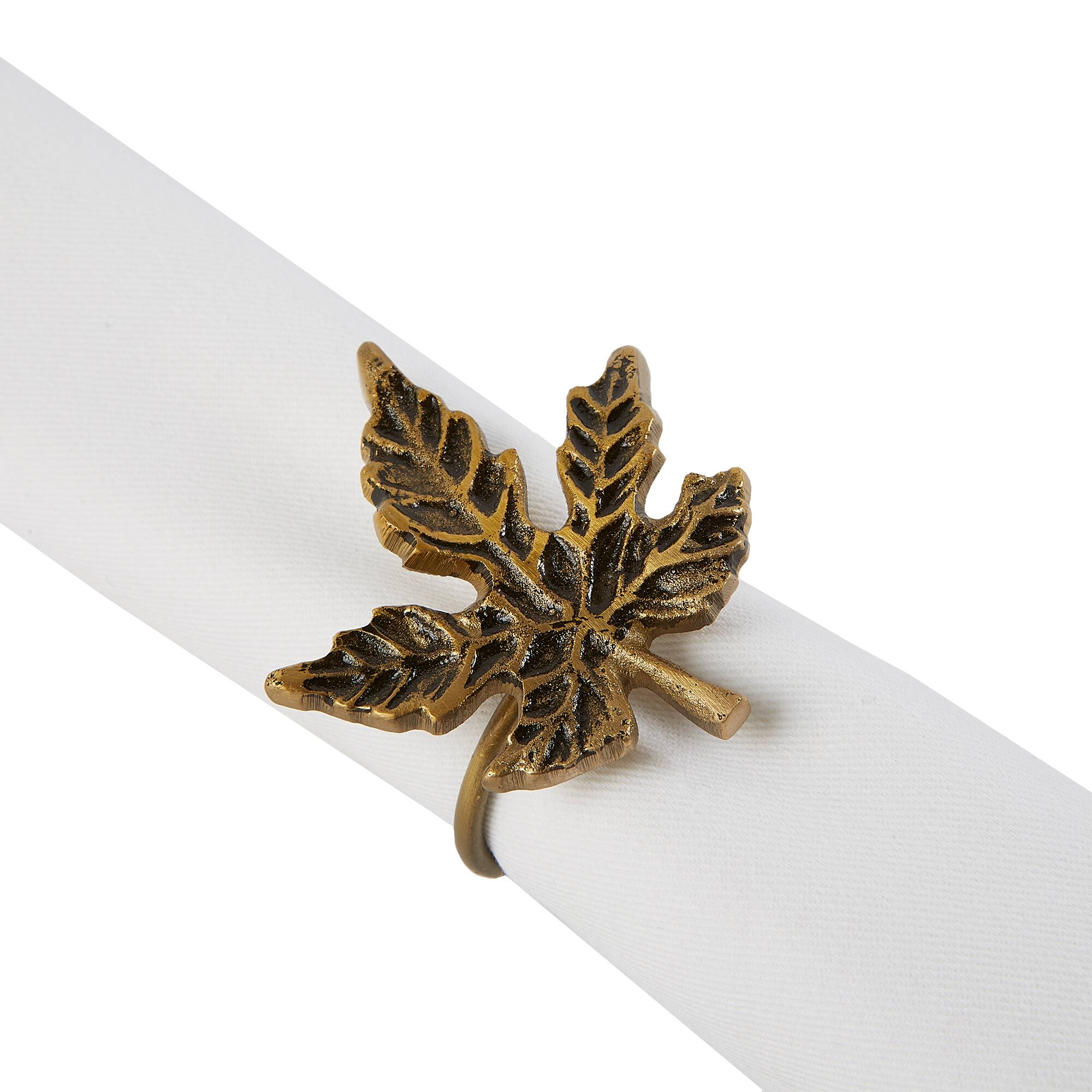 DII® Gold Maple Leaf Napkin Rings, 6ct.