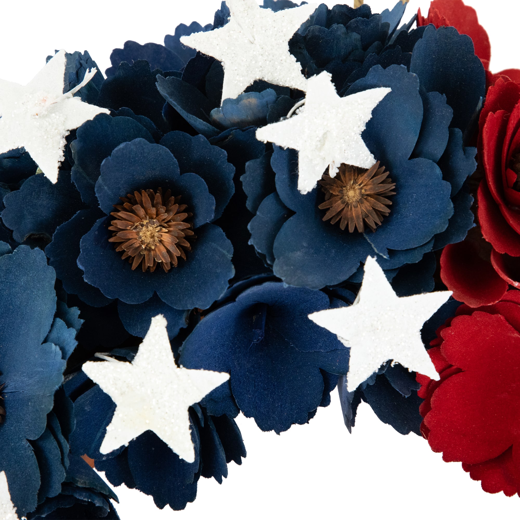 15" Americana Floral Flag Wooden Wreath