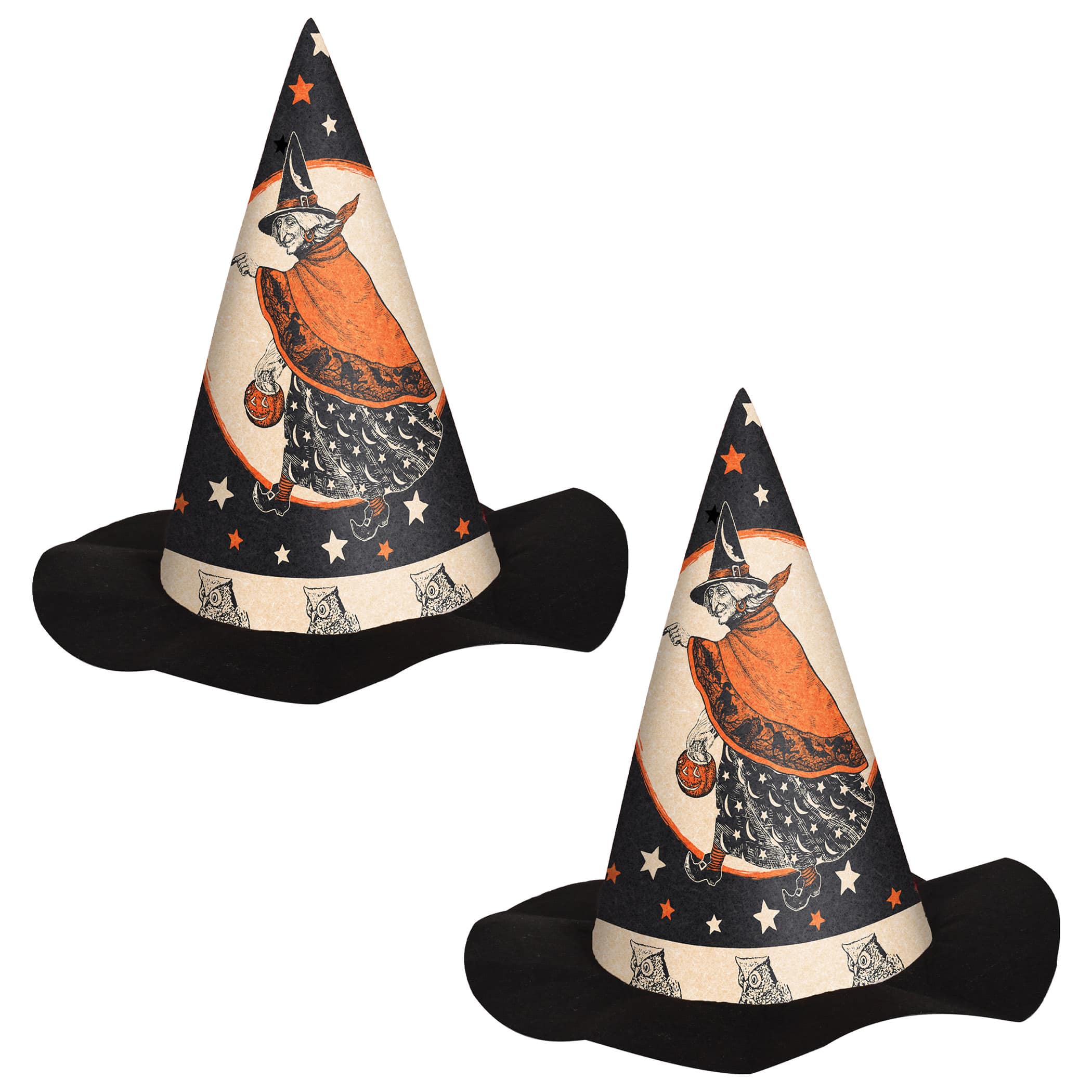 Beistle Vintage Halloween Witch Design Felt Hats, 2ct.