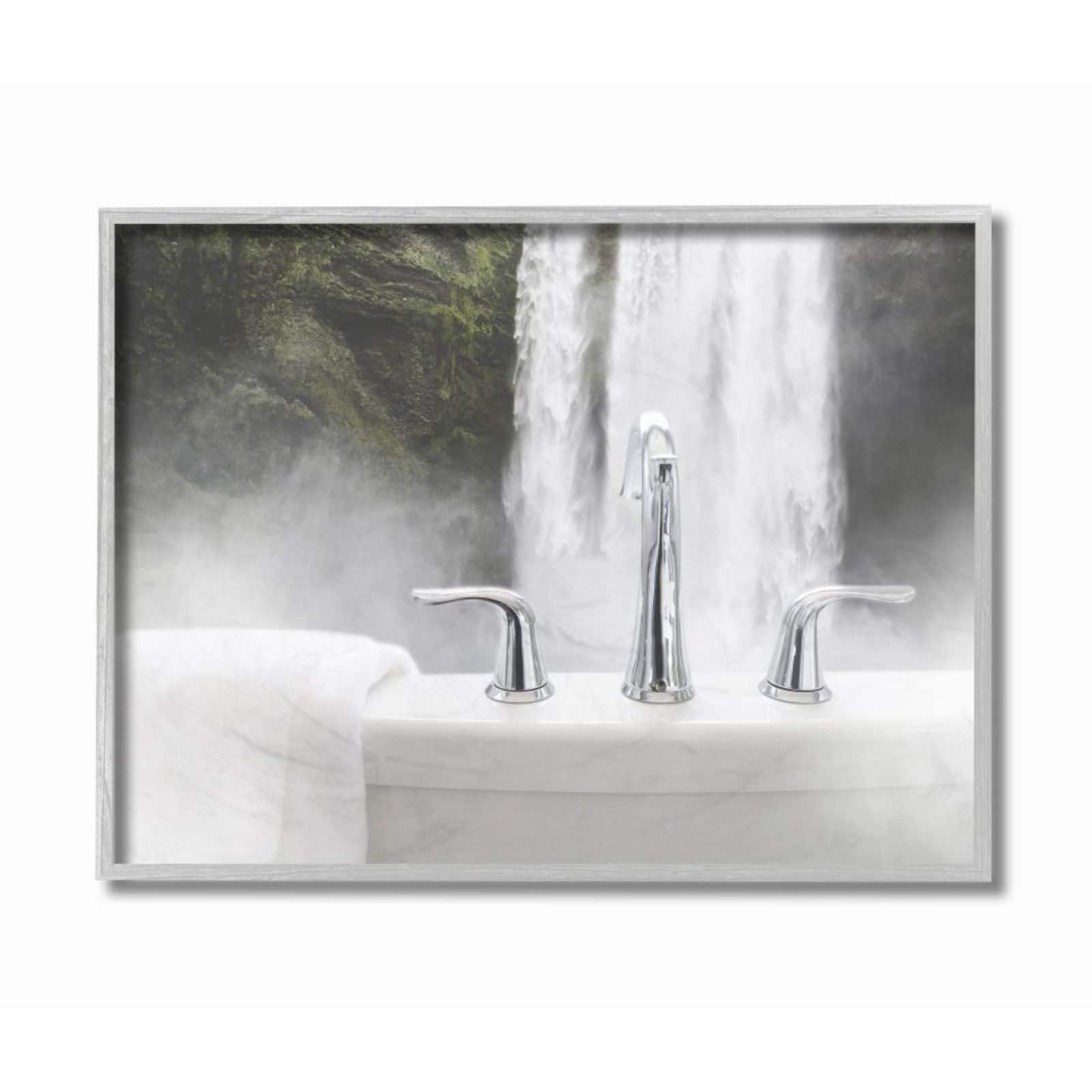 Stupell Industries Waterfall Bath Time Bathroom Framed Wall Art