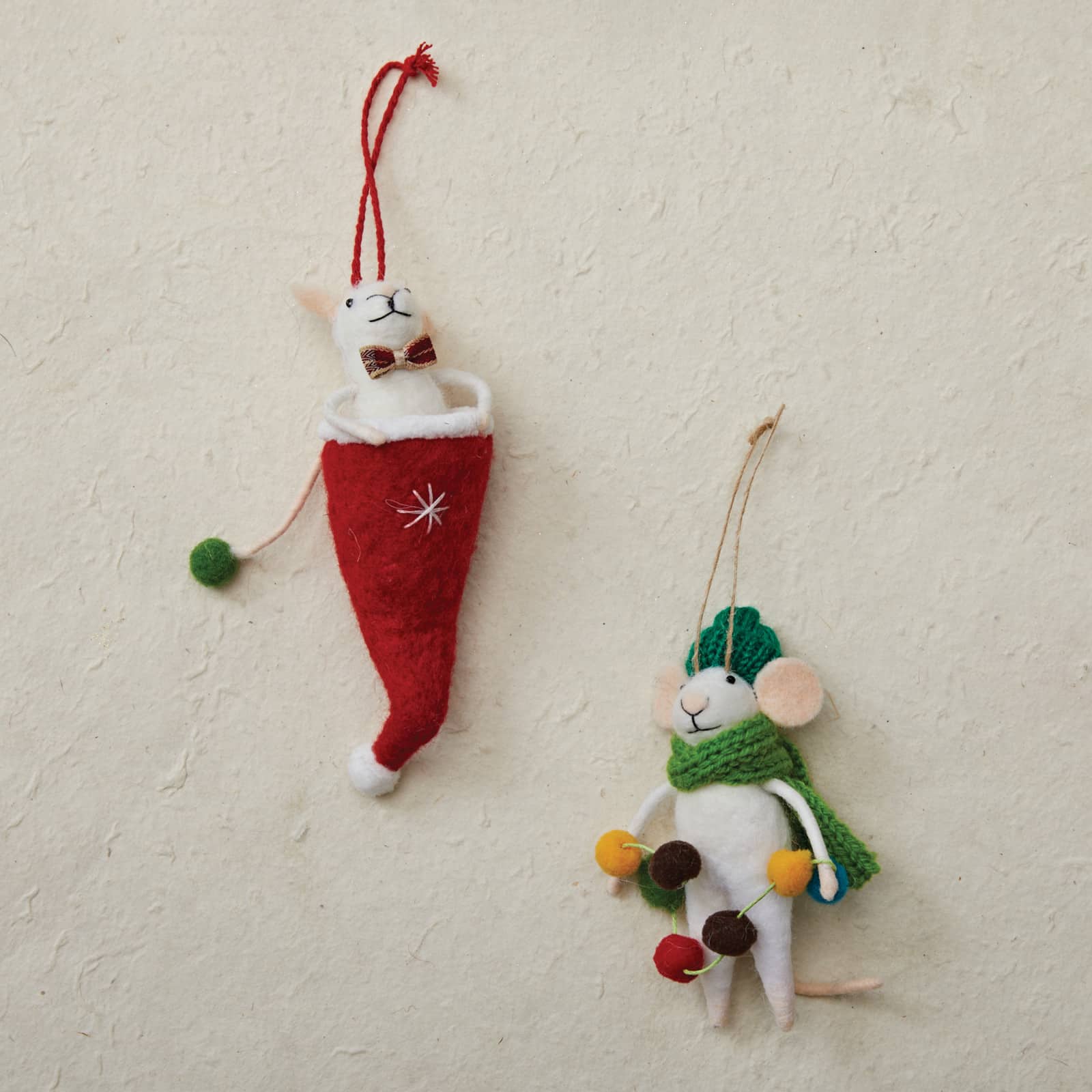 Hello Honey® 5.5" Bundled Up Mouse Wool Felt Ornament