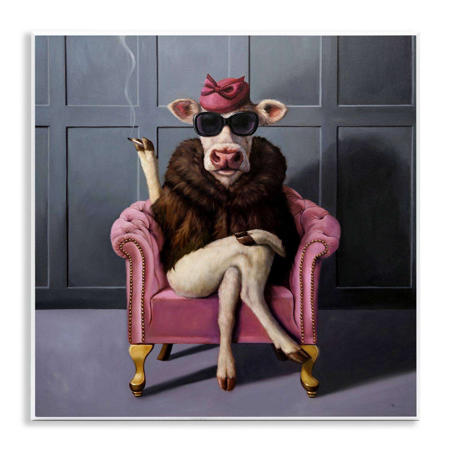 Stupell Industries Trendy Pink Glam Cow Wall Plaque Art