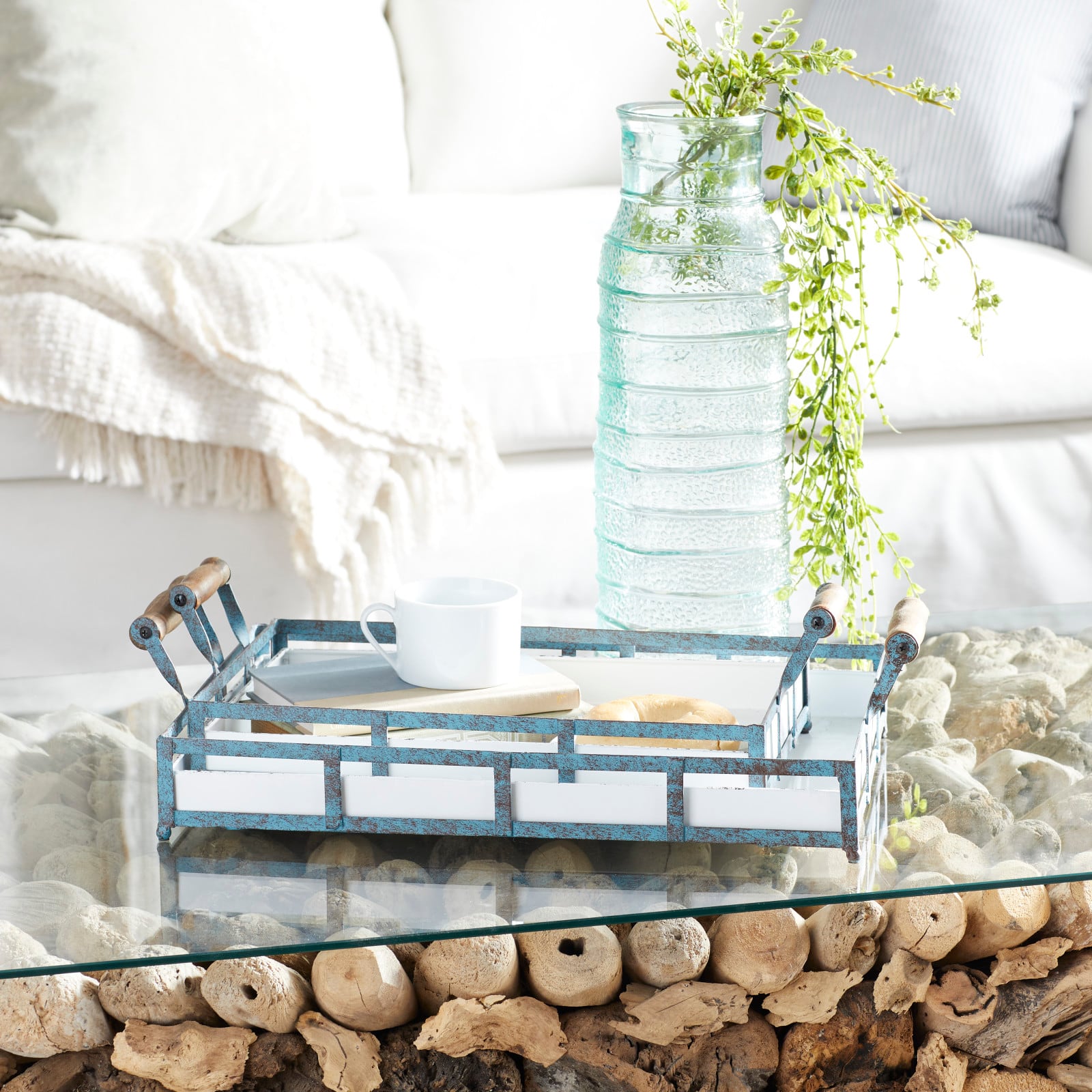 Blue Metal Farmhouse Tray Set
