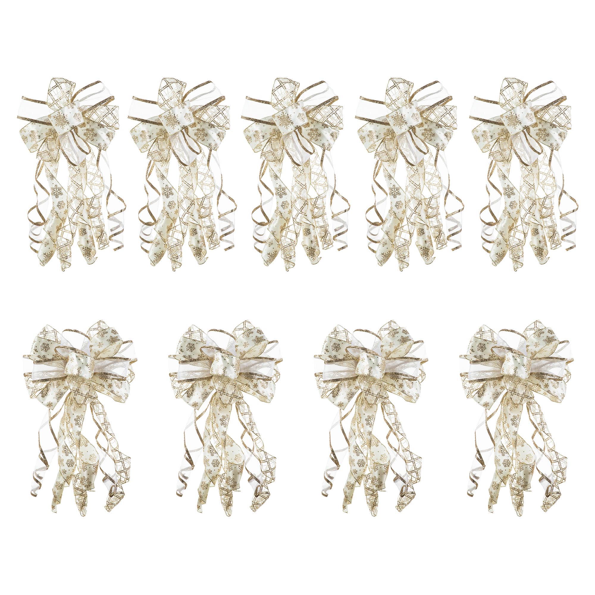 Glitzhome® 32" Elegant Snowflake Ribbon Christmas Bows, 9ct.