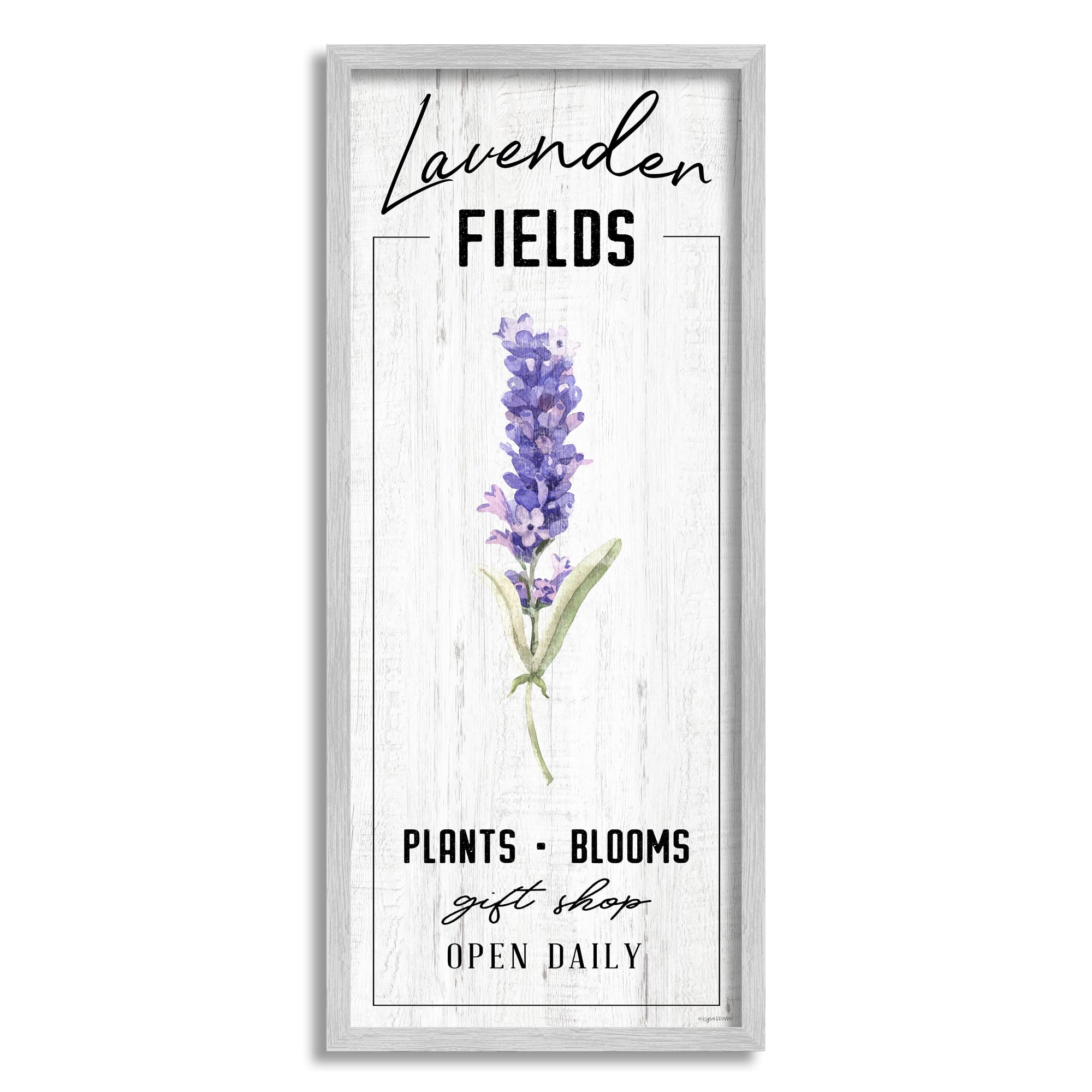 Stupell Industries Lavender Fields Purple Farm Florals Gift Shop Sign in Gray Frame Wall Art