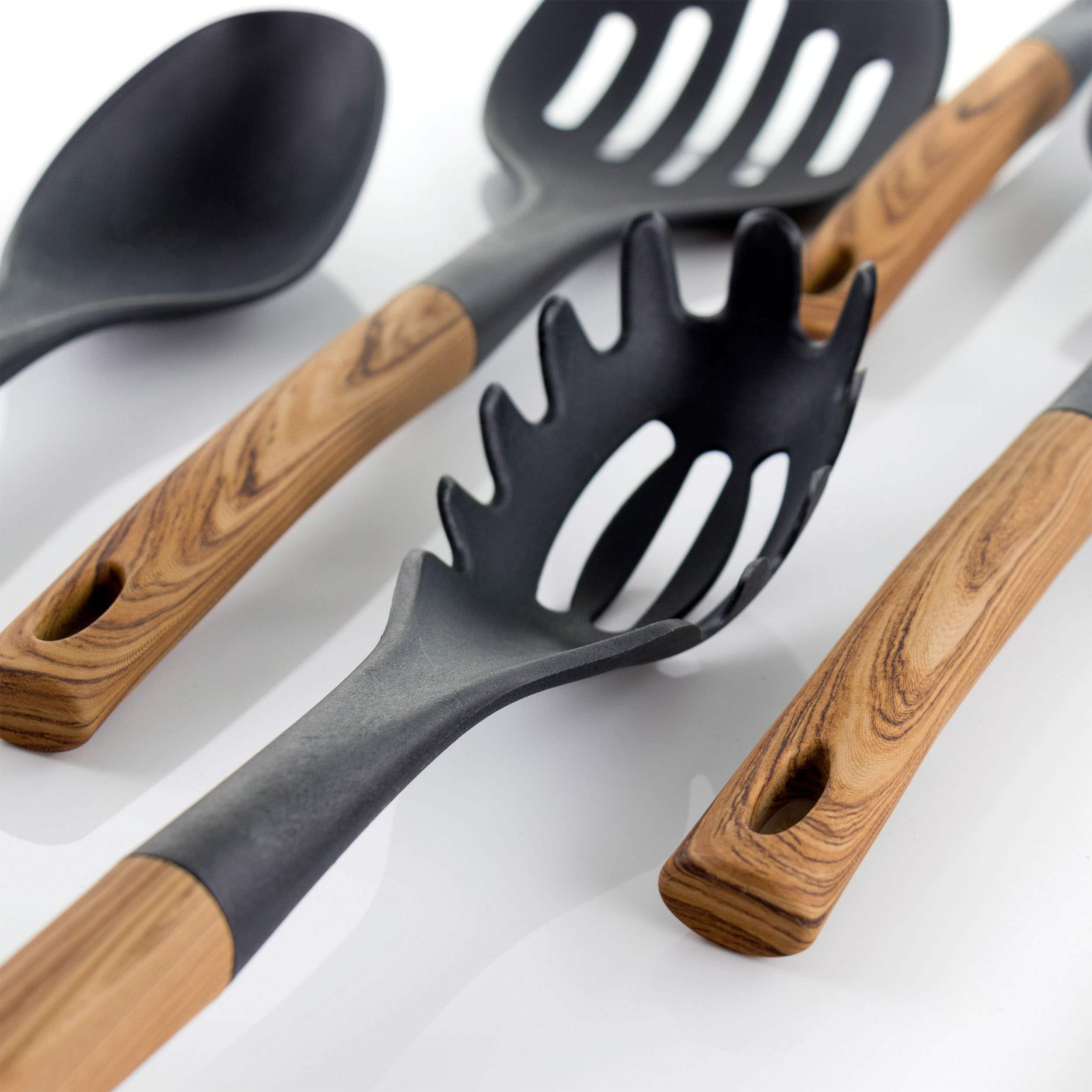 MegaChef Black Nylon & Wood Cooking Utensils Set, 7ct.
