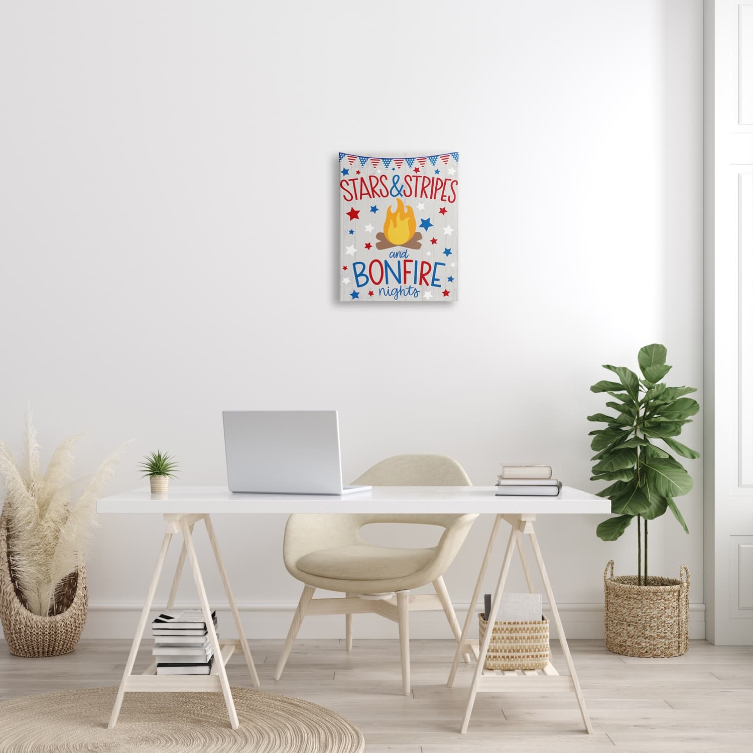 Stupell Industries Stars Stripes and Bonfire Phrase Nights Americana Pride Canvas Wall Art