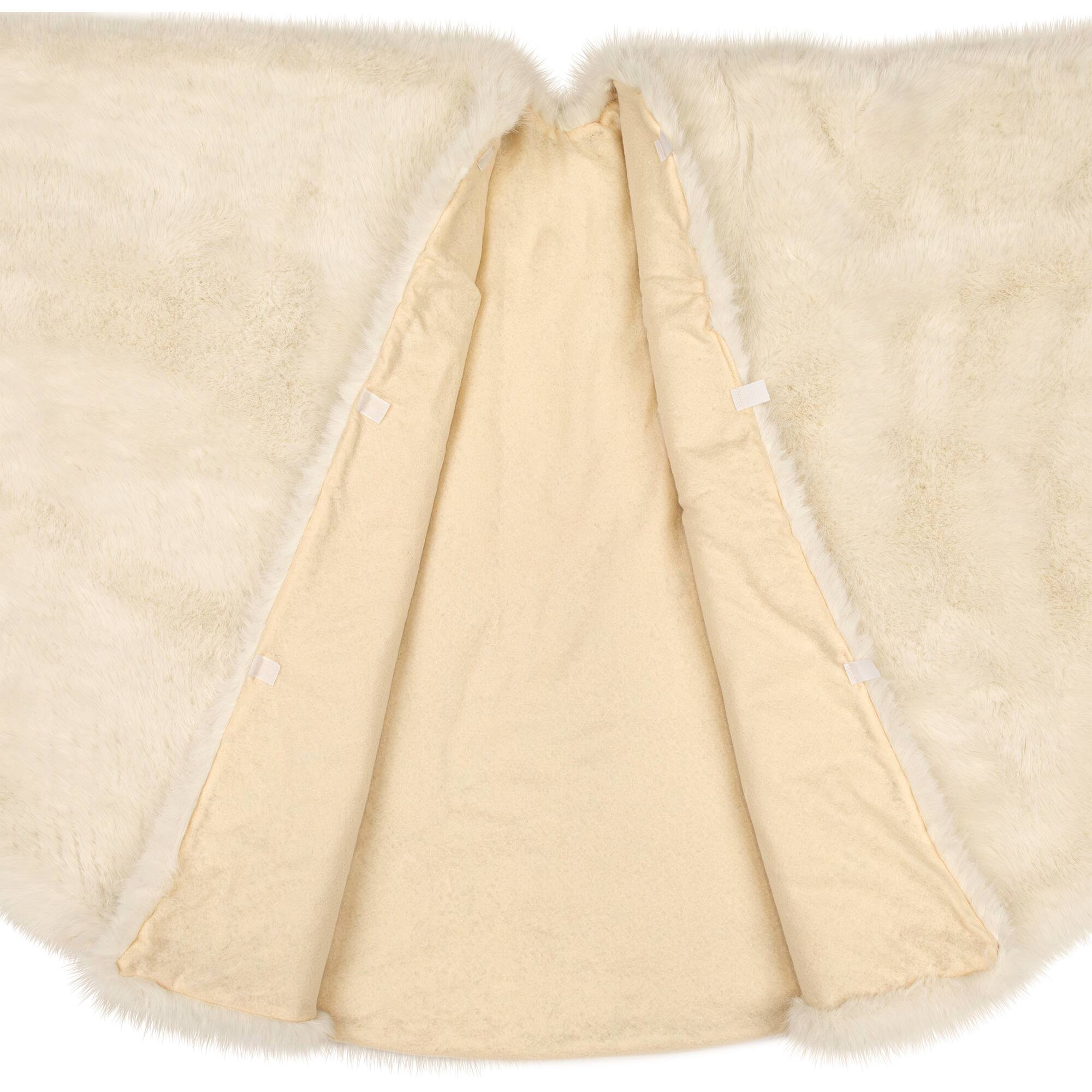 Faux Fur Round Tree Skirt - 84“ - White