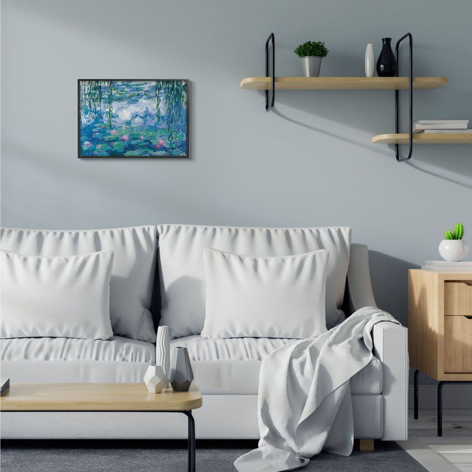 Stupell Industries Classic Water Lilies Painting Monet Pond Detail Black Framed Giclee Textured Wall Art